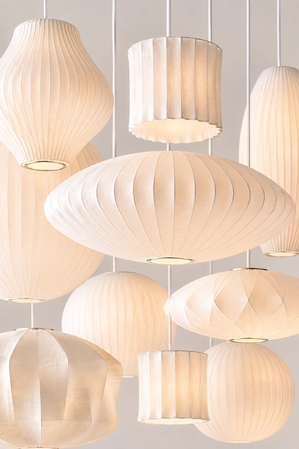 Renée White Single Pendant Light, Artificial Silk Shade, 6 Style - Lumpaz