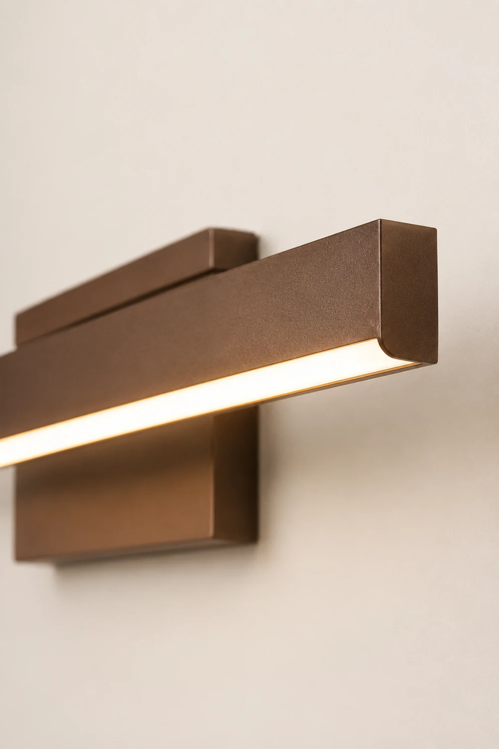 Leigh Modern Linear Metal Wall Lamp Mirror Front, Coffee - Lumpaz