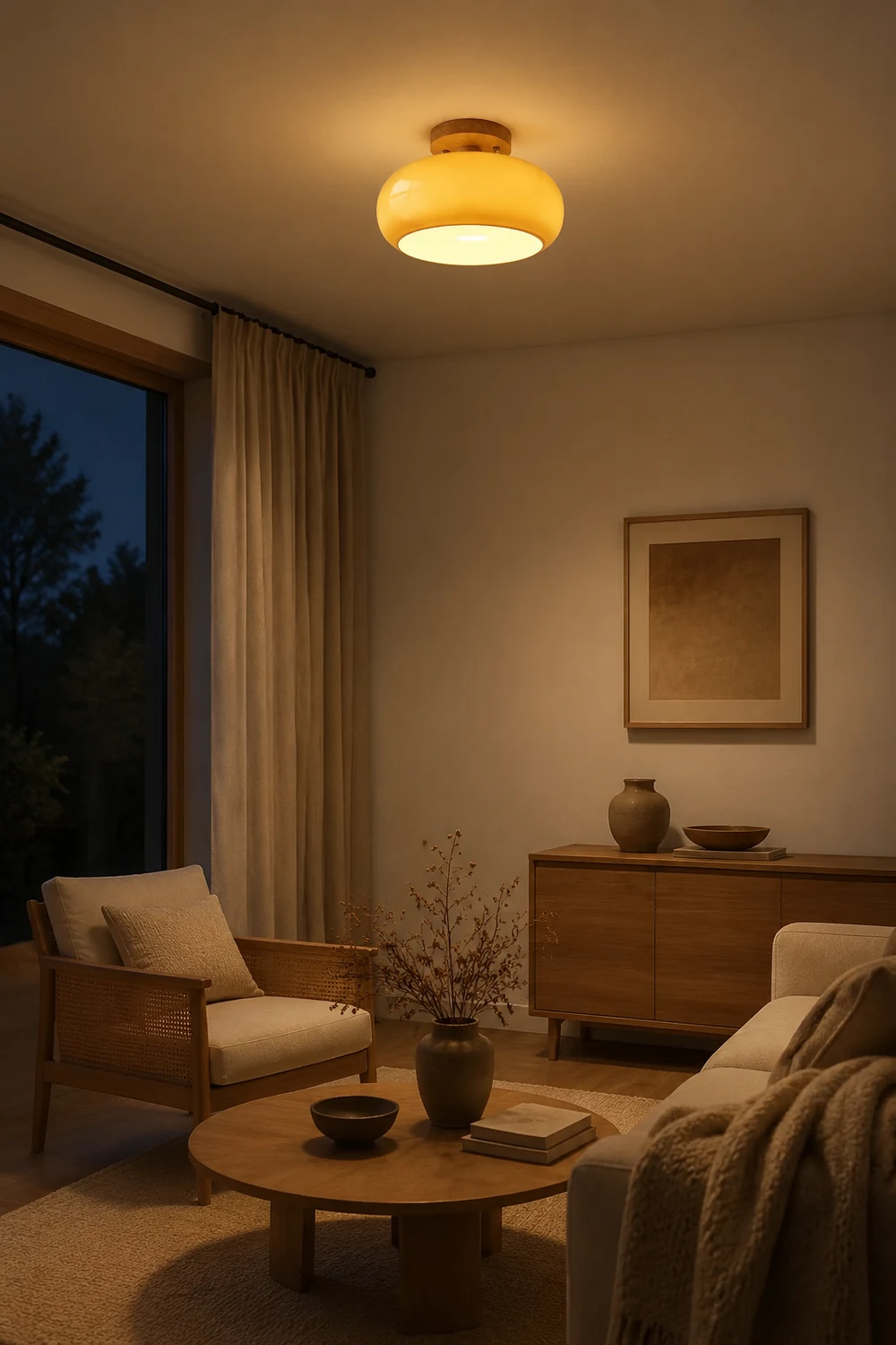 Hailie Modern LED Flush Mount Ceiling Light White Yellow Metal Living Room - Lumpaz