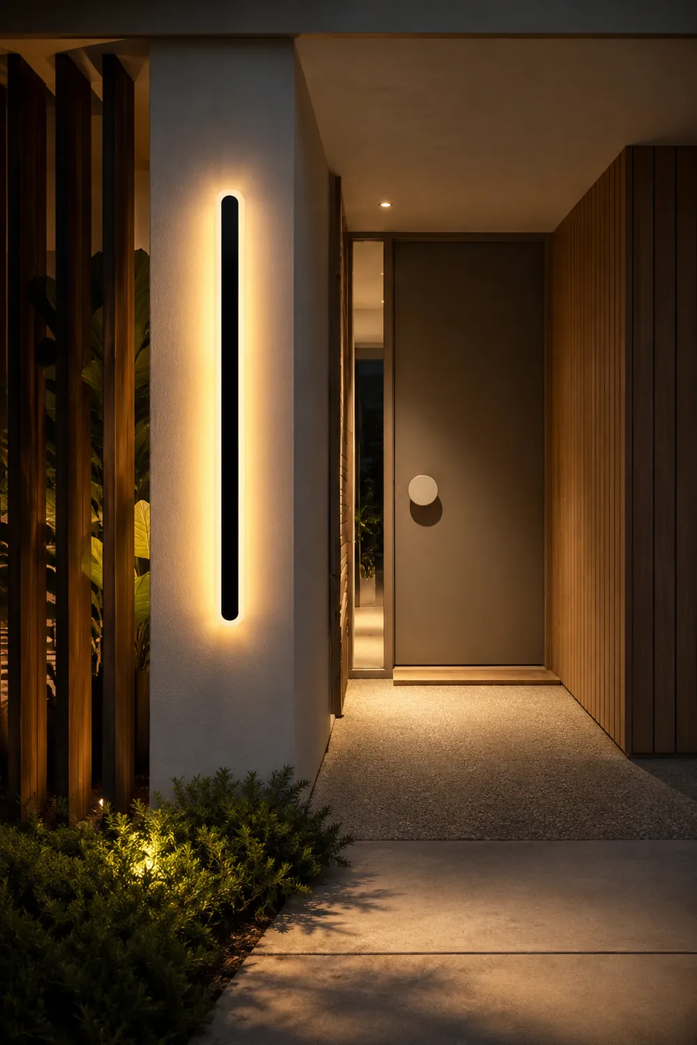 Edge Minimalist Metal Linear Oval Outdoor Wall Lamp, Black - Lumpaz