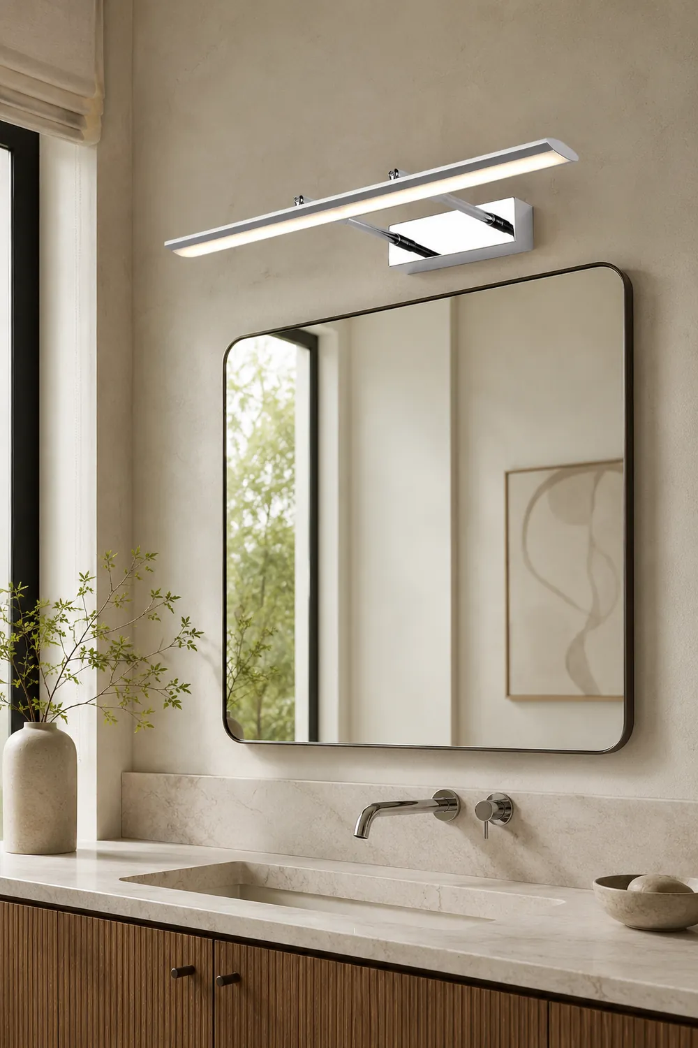 Leigh Modern Rectangular Wall Lamp,Black/Silver - Lumpaz