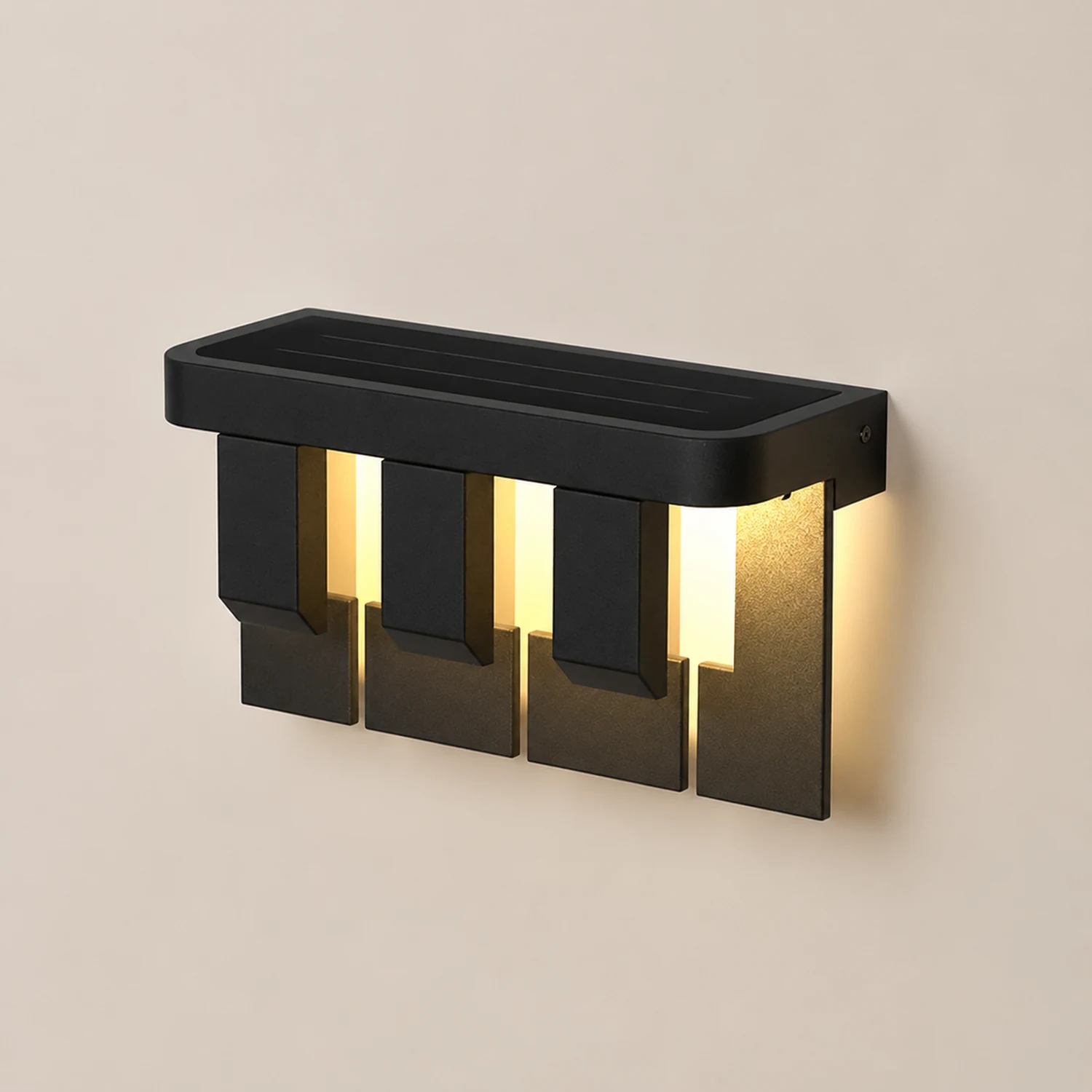 Orr Modern Minimallist Metal Solar Outdoor Garden/Yard Wall Lamp, Black - Lumpaz
