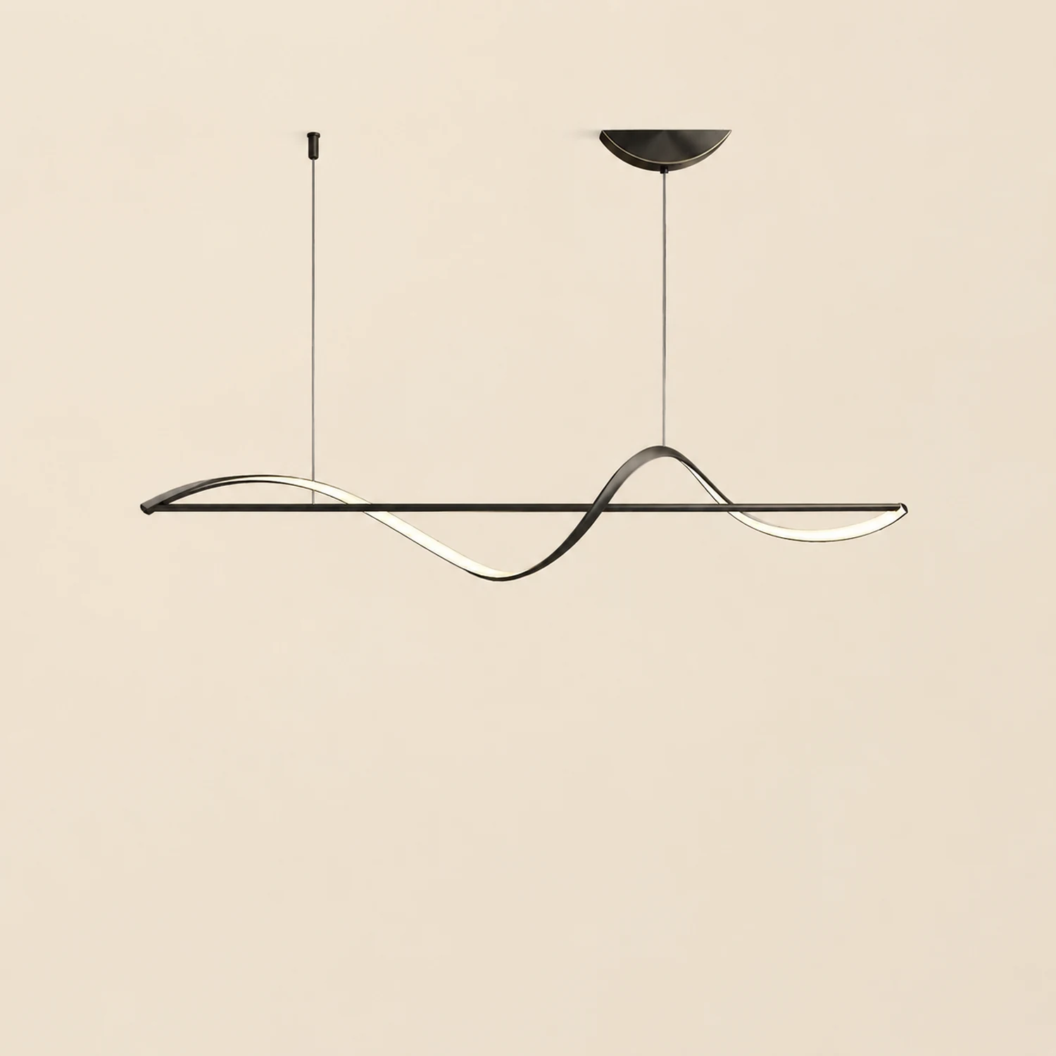Pendant Light Wave Minimalist Designer Metal Brass/Black Art Gallery - Lumpaz