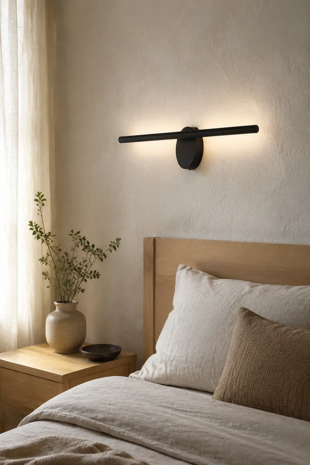 Edge Minimalist Linear Metal Wall Lamp, Black, Bathroom, Front Mirror - Lumpaz