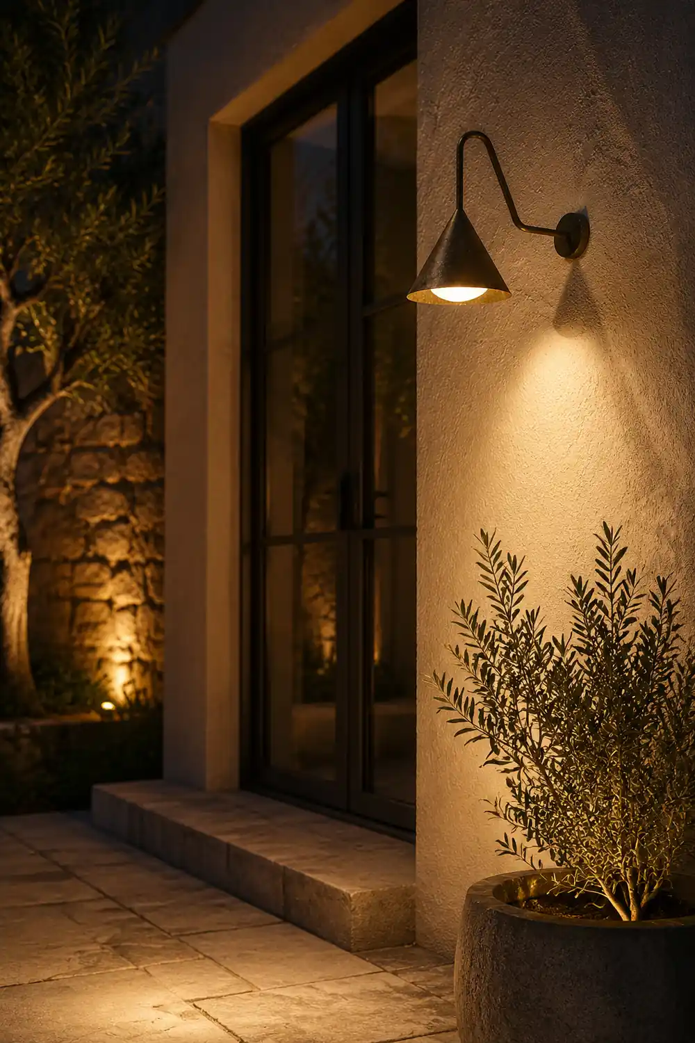 Carins Modern Minimalist Cone Metal Outdoor Waterproof Wall Lamp，Black/Gold - Lumpaz