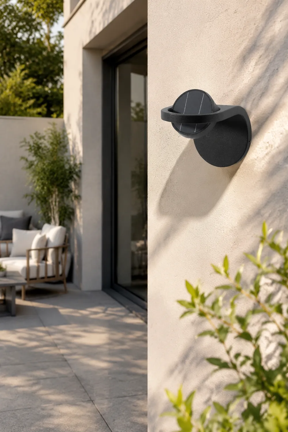 Orr Modern Arc Metal/Acrylic Solar Waterproof Adjustable Outdoor Wall Lamp, Black - Lumpaz