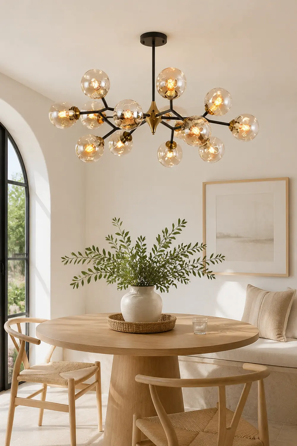 Valentina Art Deco Glass Bubble Chandelier, Amber - Lumpaz