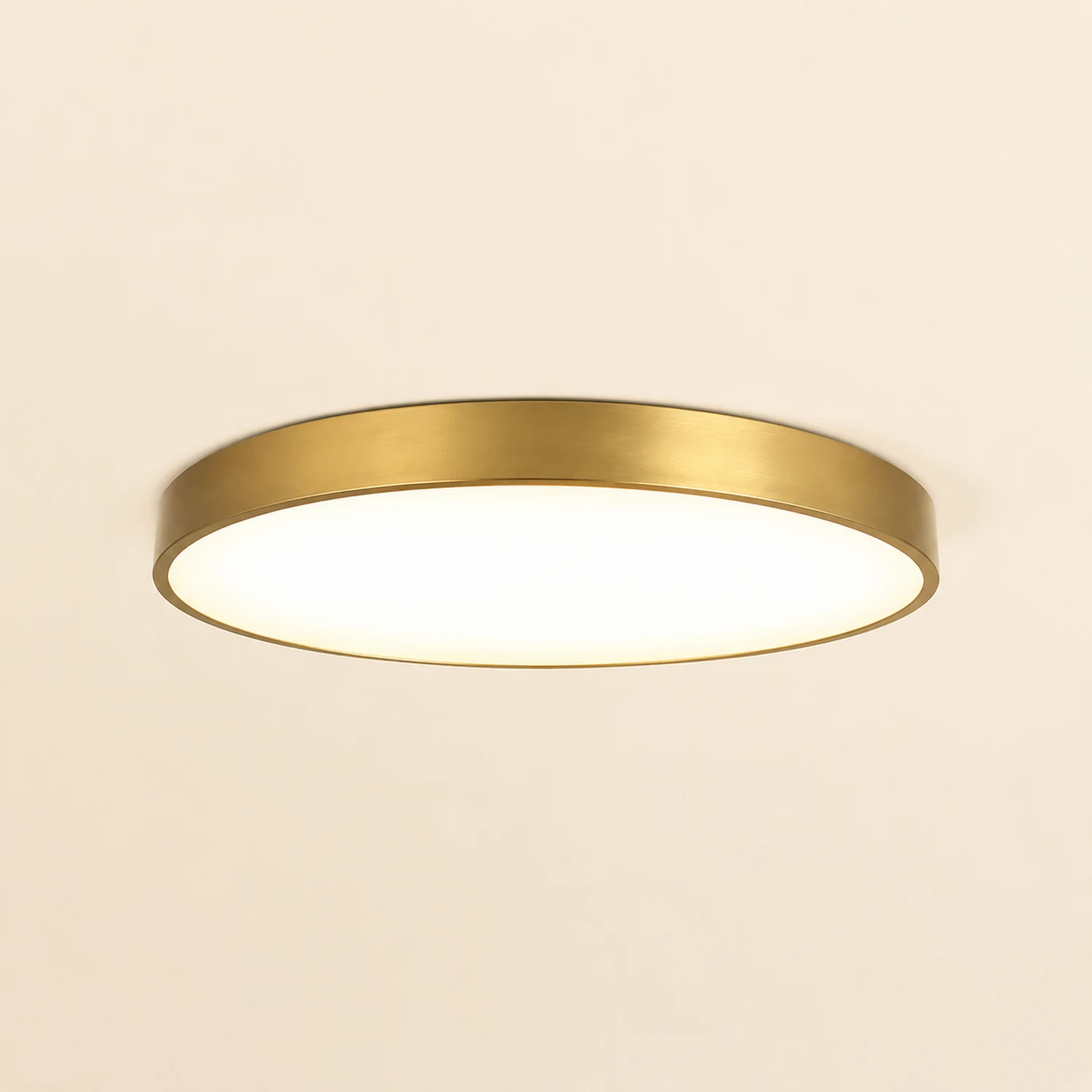 Quinn Nordic LED Gold Round Flush Mount Ceiling Light, Metal&Acrylic - Lumpaz