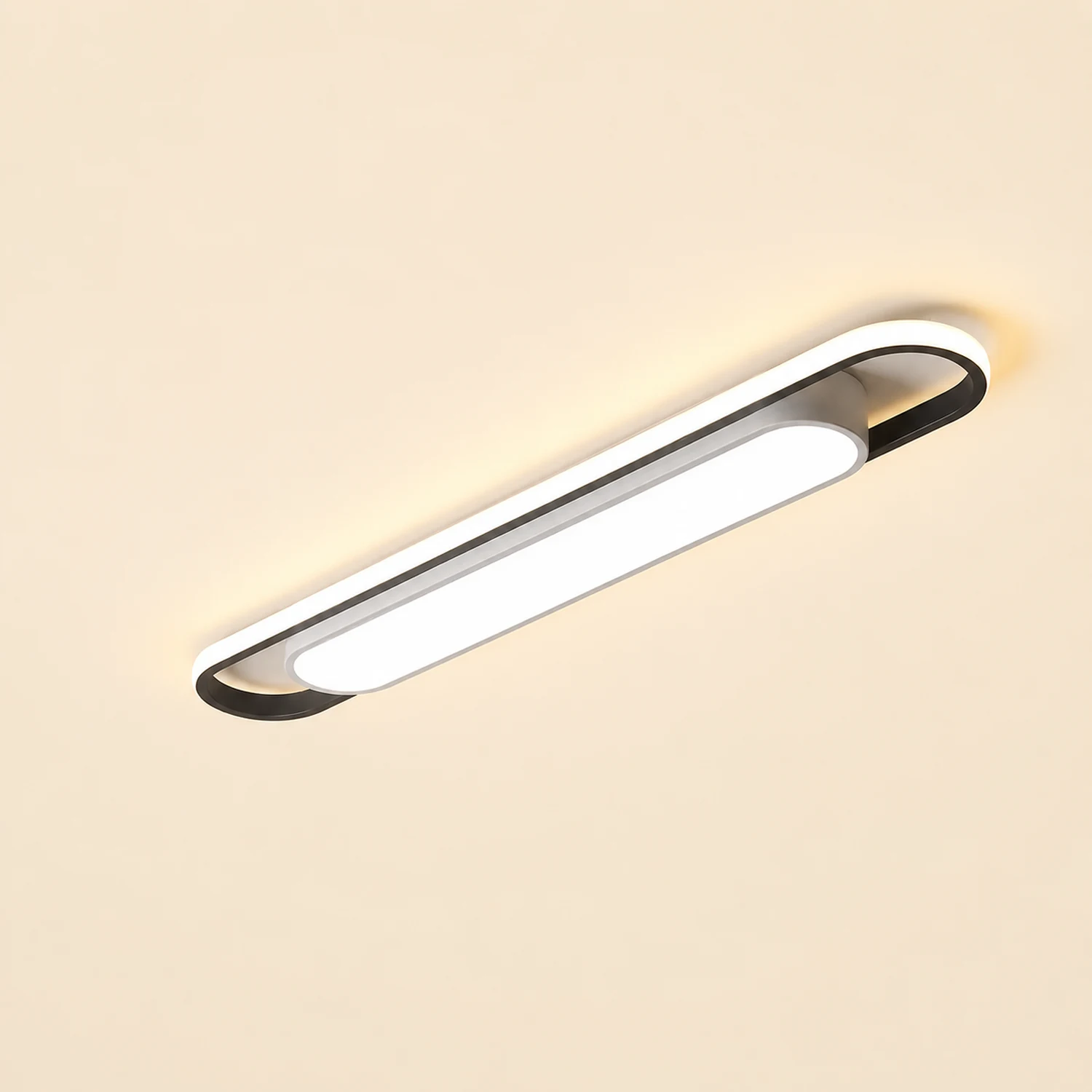 Quinn Minimalist Linear Flush Mount Ceiling Light, White - Lumpaz