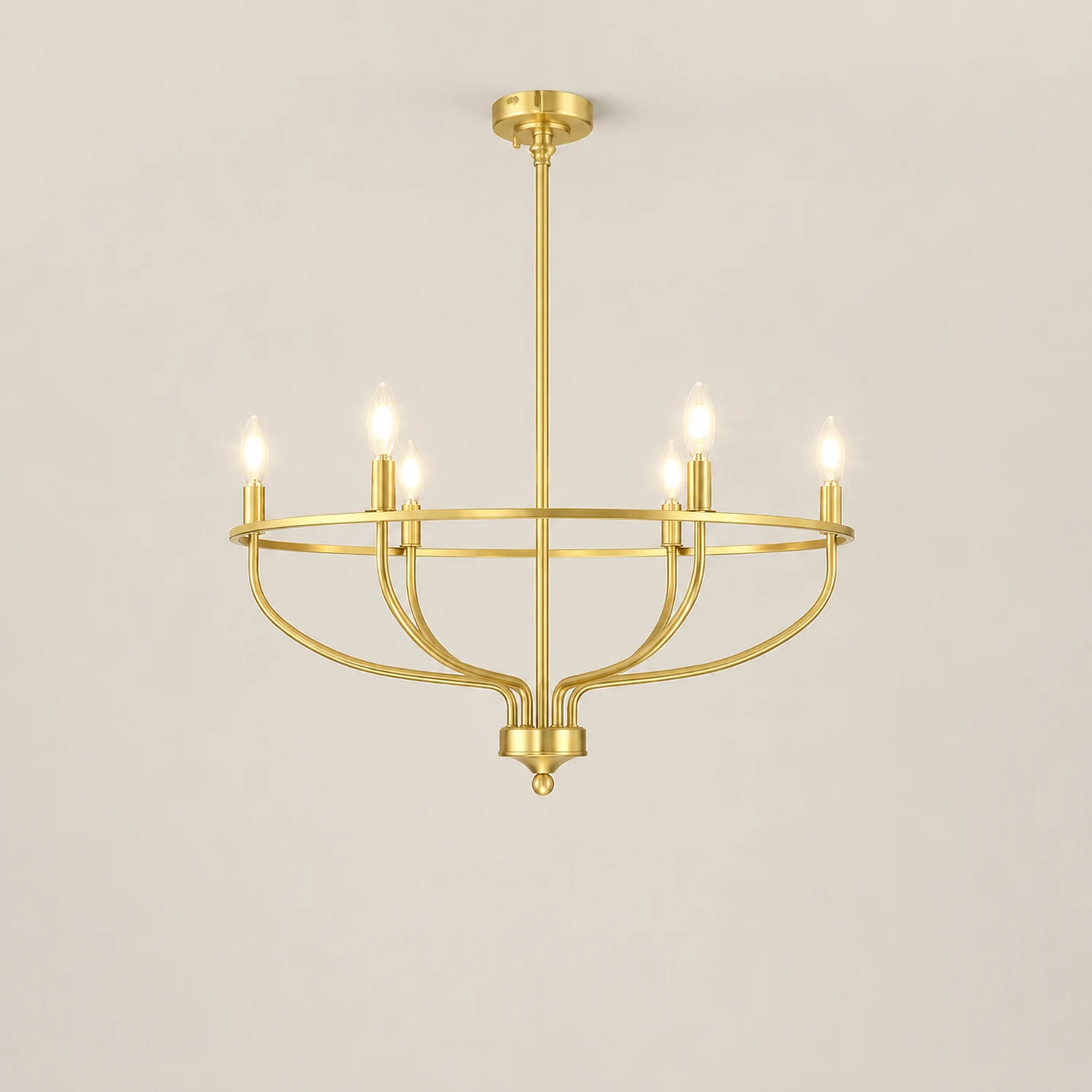 Silva Industrial Metal Candle Chandelier Black/Champagne Living Room/Bedroom - Lumpaz