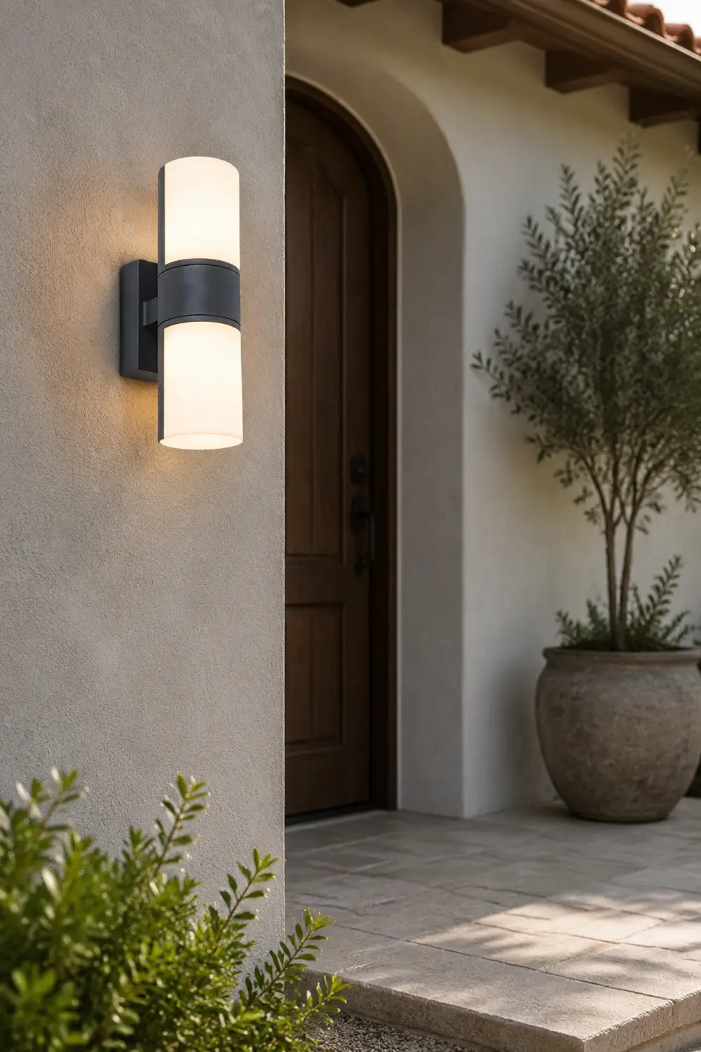 Orr Modern Cylindrical Metal/Acrylic Rotatable Outdoor Waterproof Wall Lamp, Black/White - Lumpaz