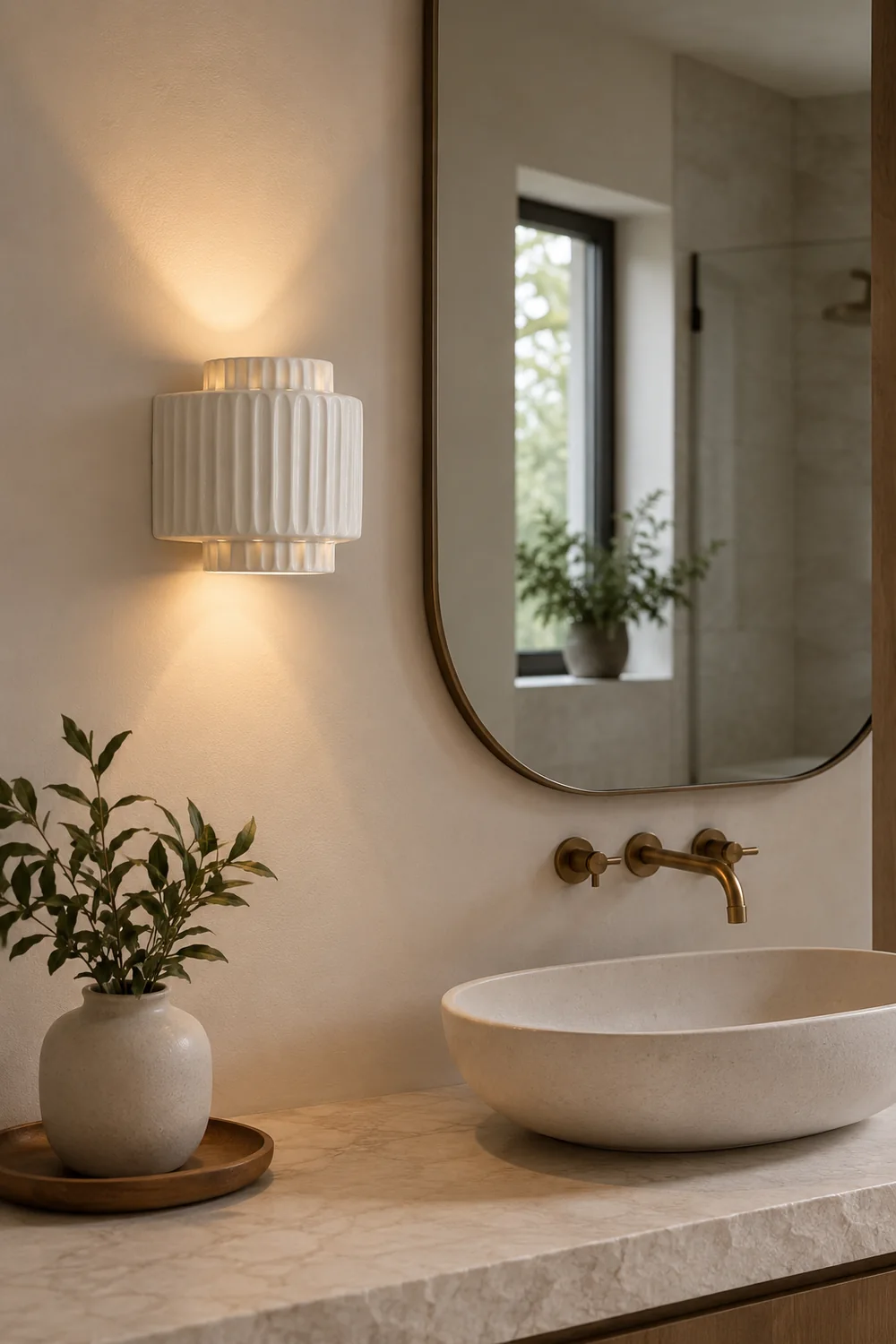 Vintage Cylindrique Resin Flush Mount Wall Lamp, White Bedroom/Living Room - Lumpaz