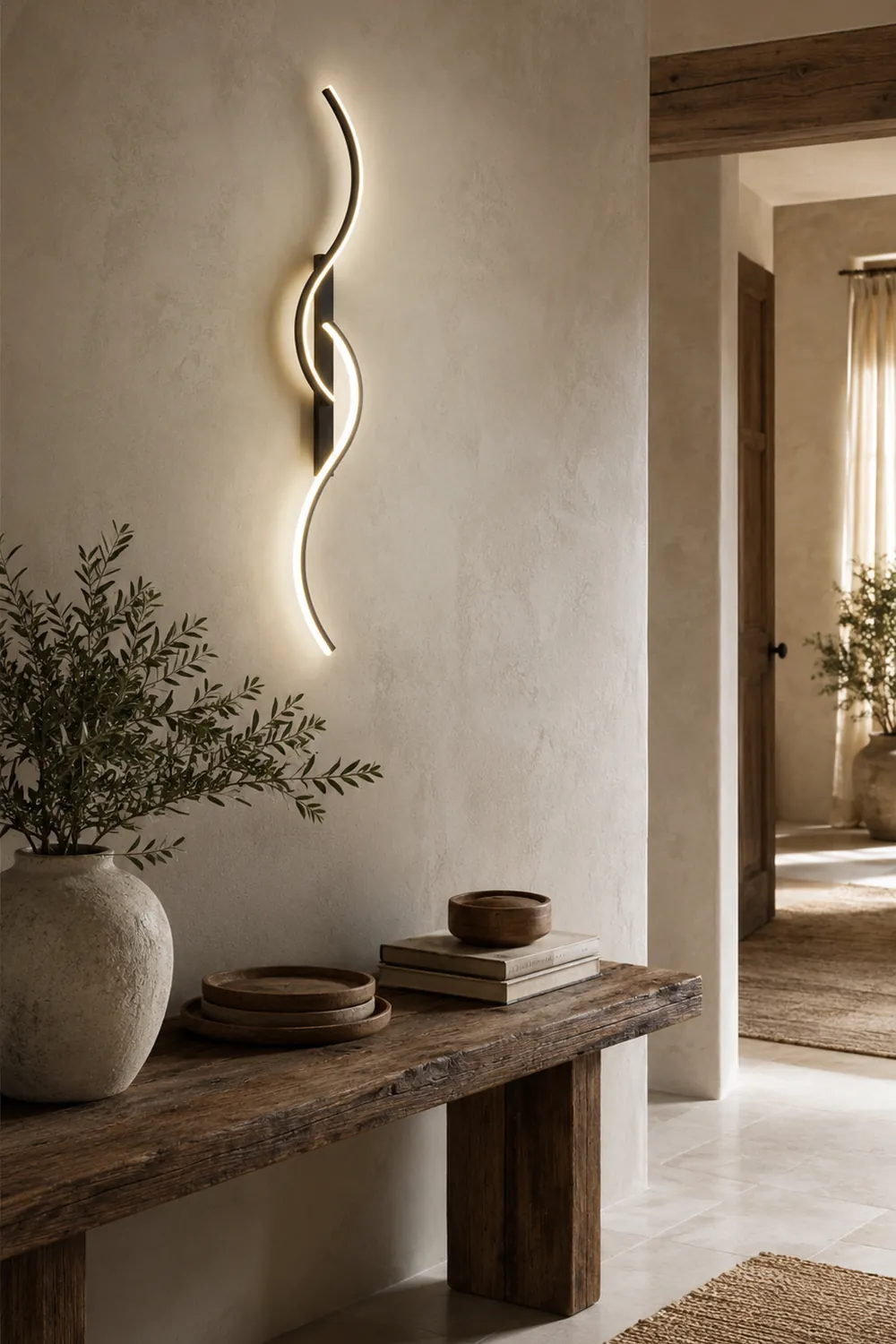 Modern Linear Wave Bedroom Wall Lamp Black/Gold Living Room - Lumpaz