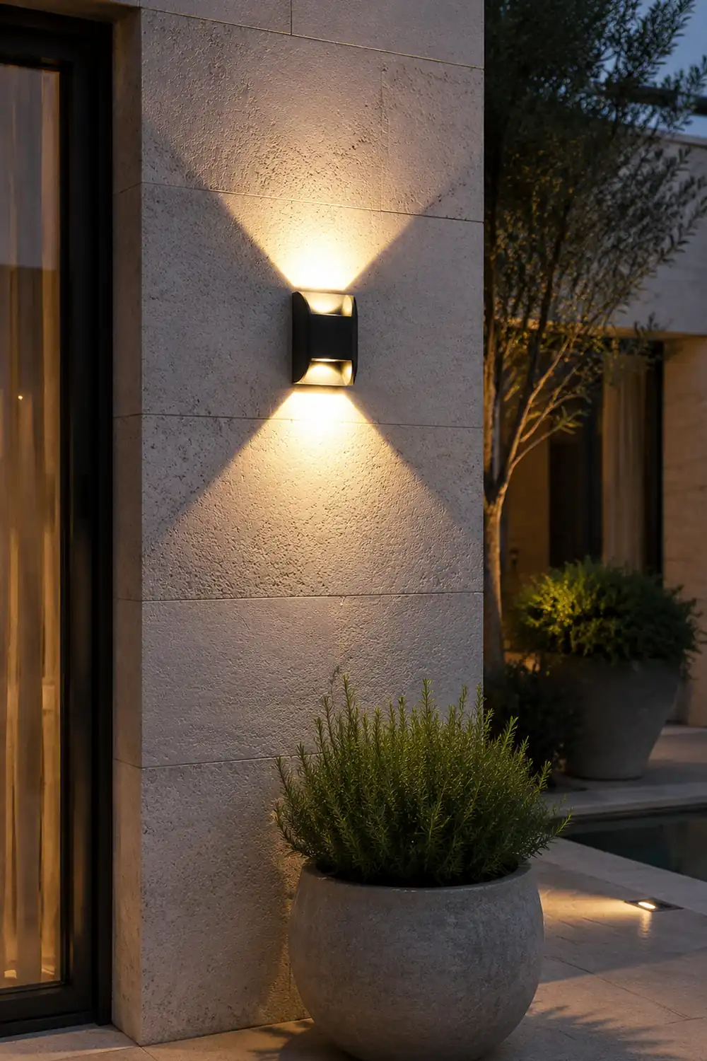 Orr Minimalist Up/Down Metal Outdoor Wall Lamp, Black - Lumpaz