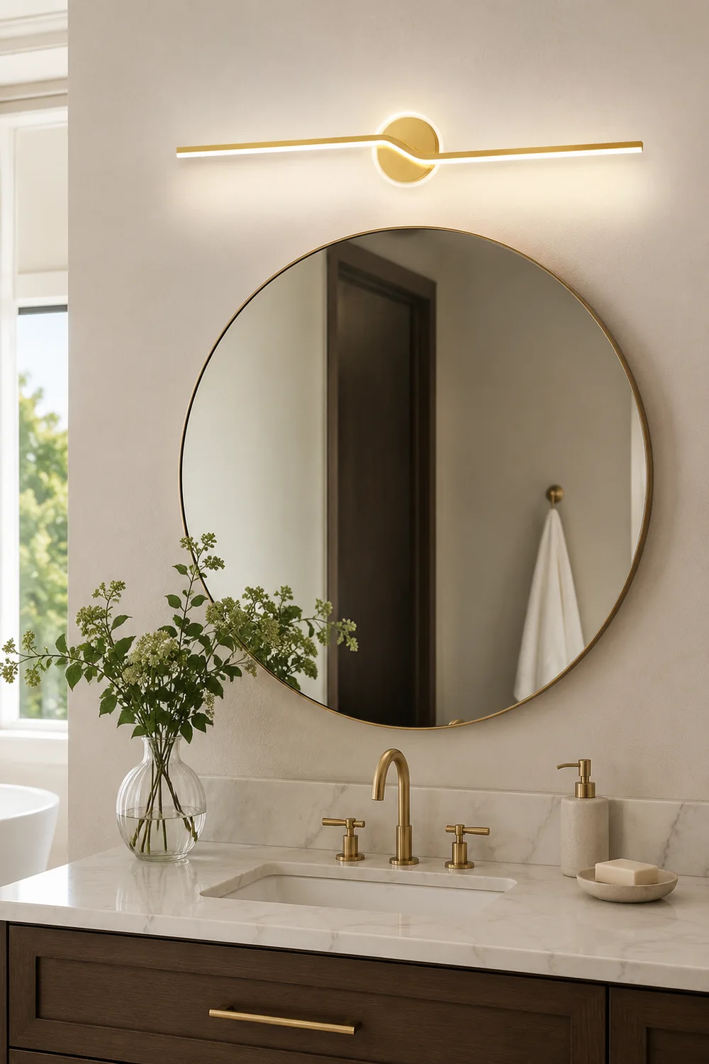 Leigh Wall Lamp Linear Minimalist, Metal, Black/Gold, Bedroom - Lumpaz