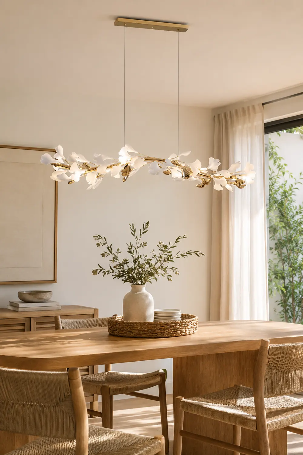 Ophelia CeraAut Modern Art Deco Metal & Ceramic Chandelier, Gold - Lumpaz