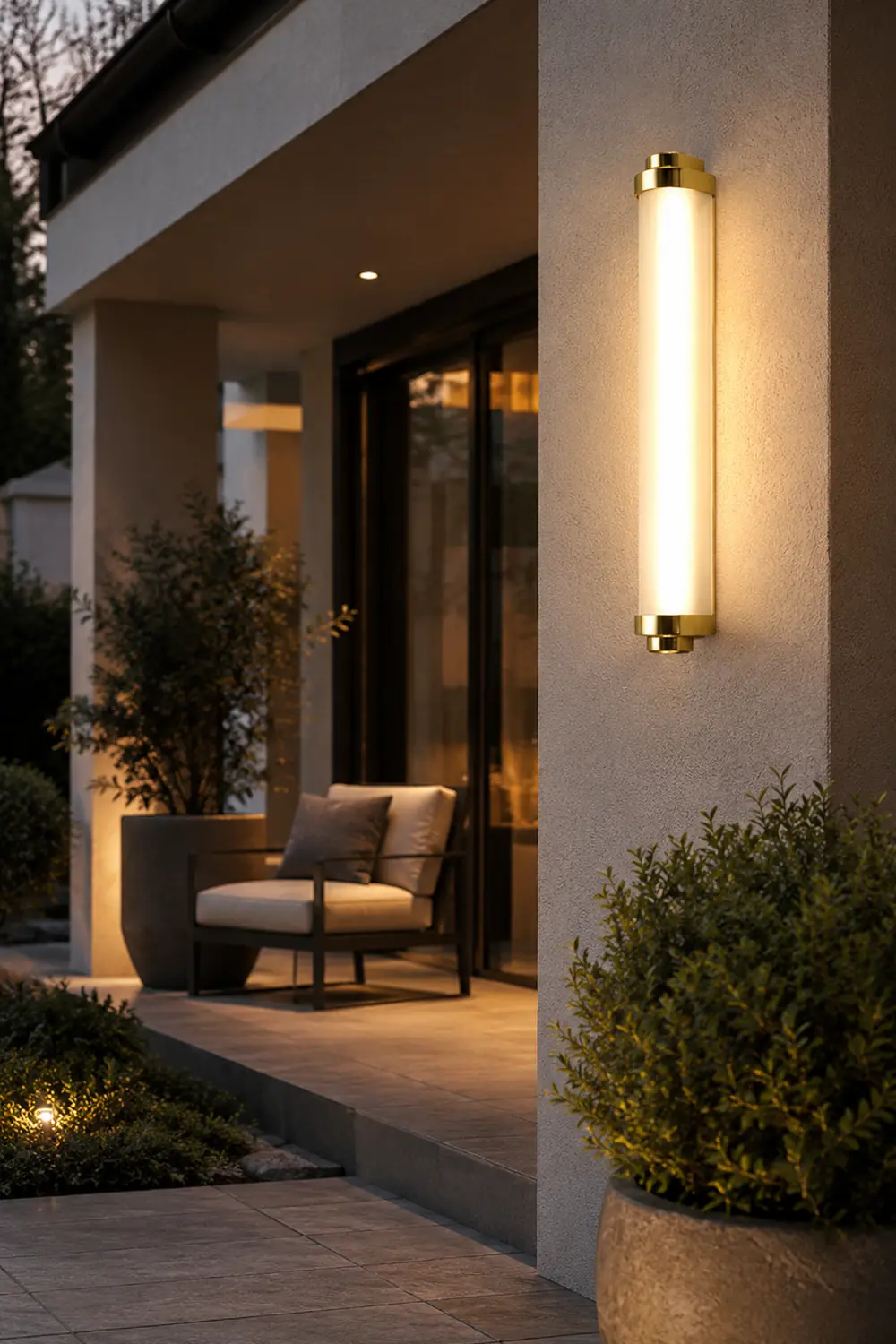 Edge Minimalist Cylindrical Metal Outdoor Wall Lamp, Black/Gold/Silver - Lumpaz