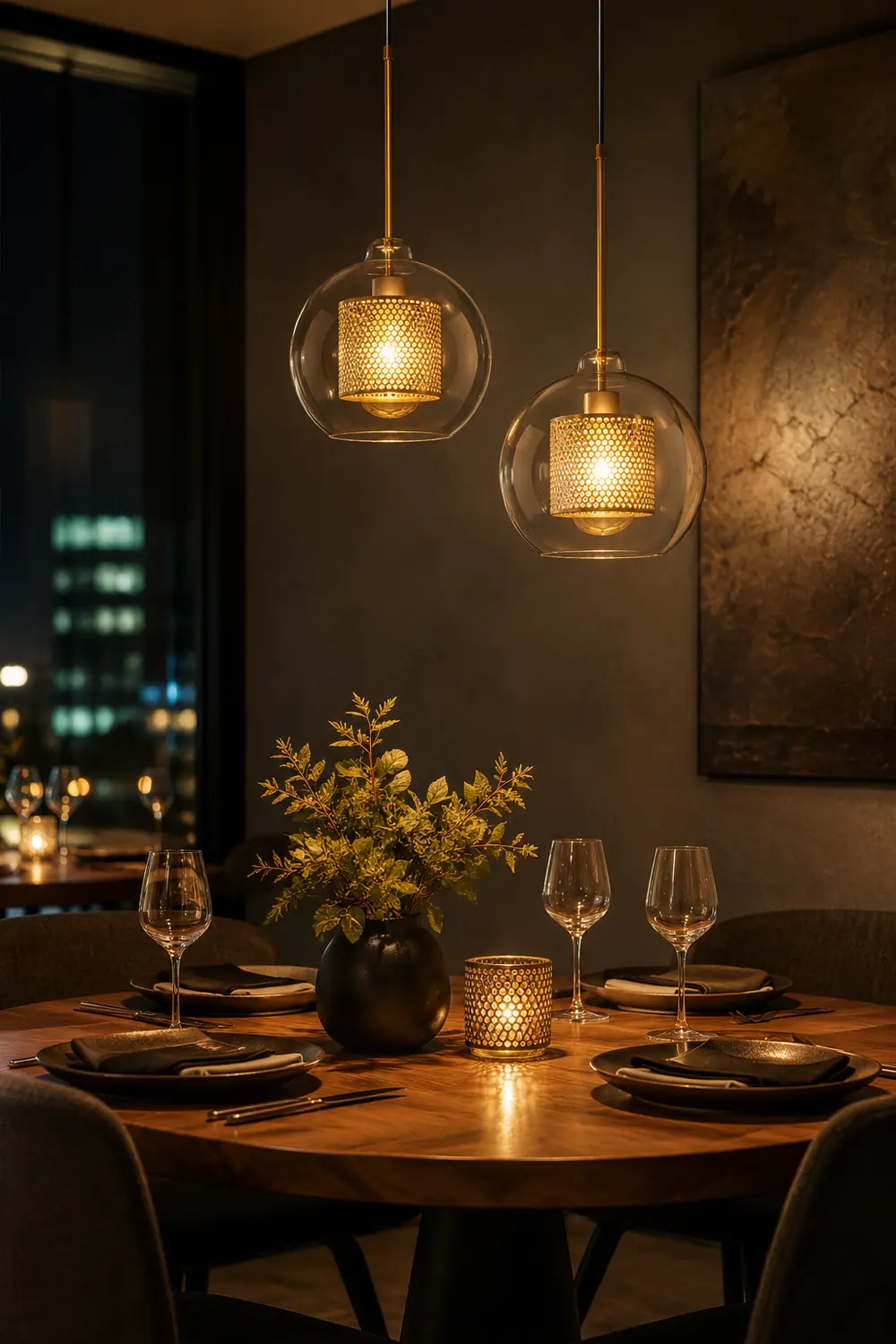 Oneal Contemporary Golden Pendant Light, Metal/Glass, Globe/Cylindric - Lumpaz