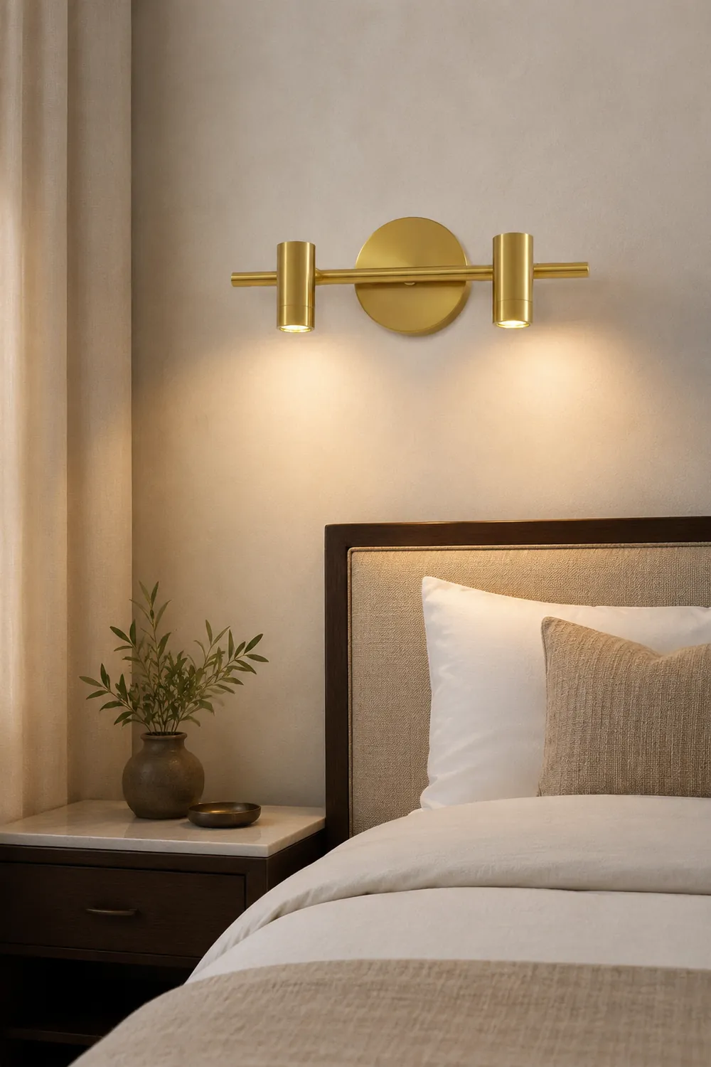 Freja Modern Geometric Metal Mirror Front Wall Lamp, Brass - Lumpaz