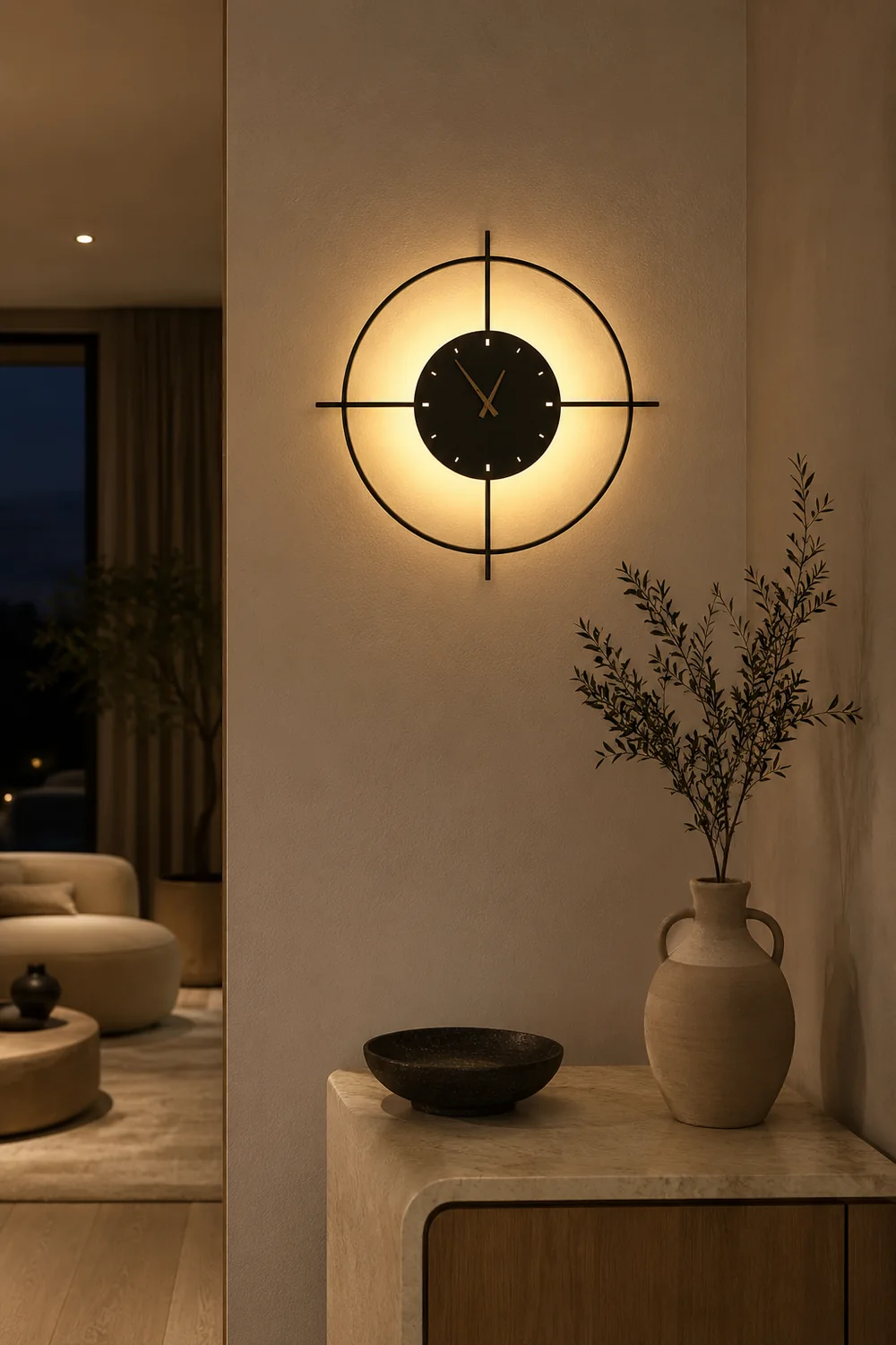 Morandi Nielsen Modern Clock Metal Wall Lamp Gold/Black Bedroom - Lumpaz
