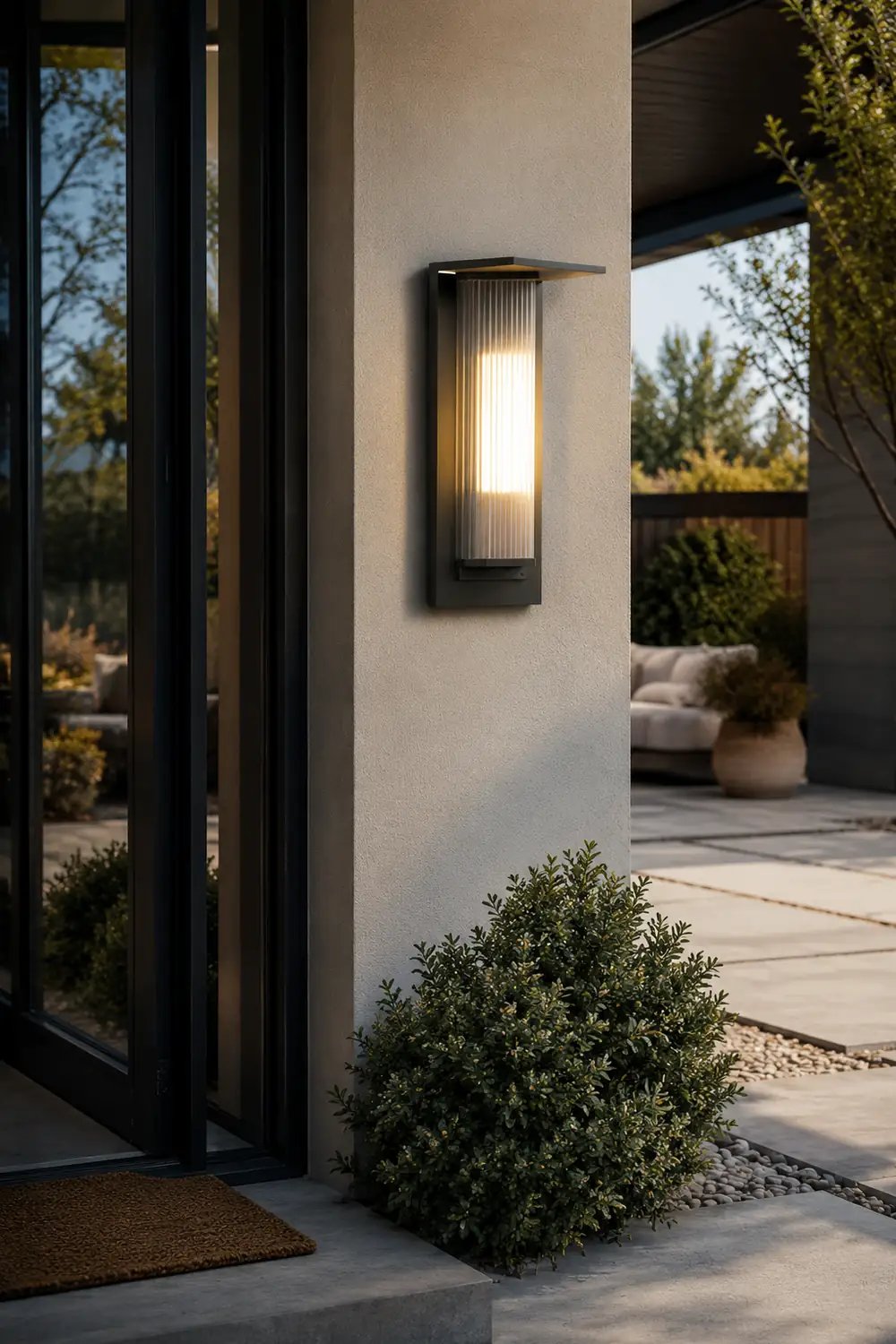 Orr Modern Rectangular Acrylic Outdoor Wall Lamp, Black/Transparent - Lumpaz