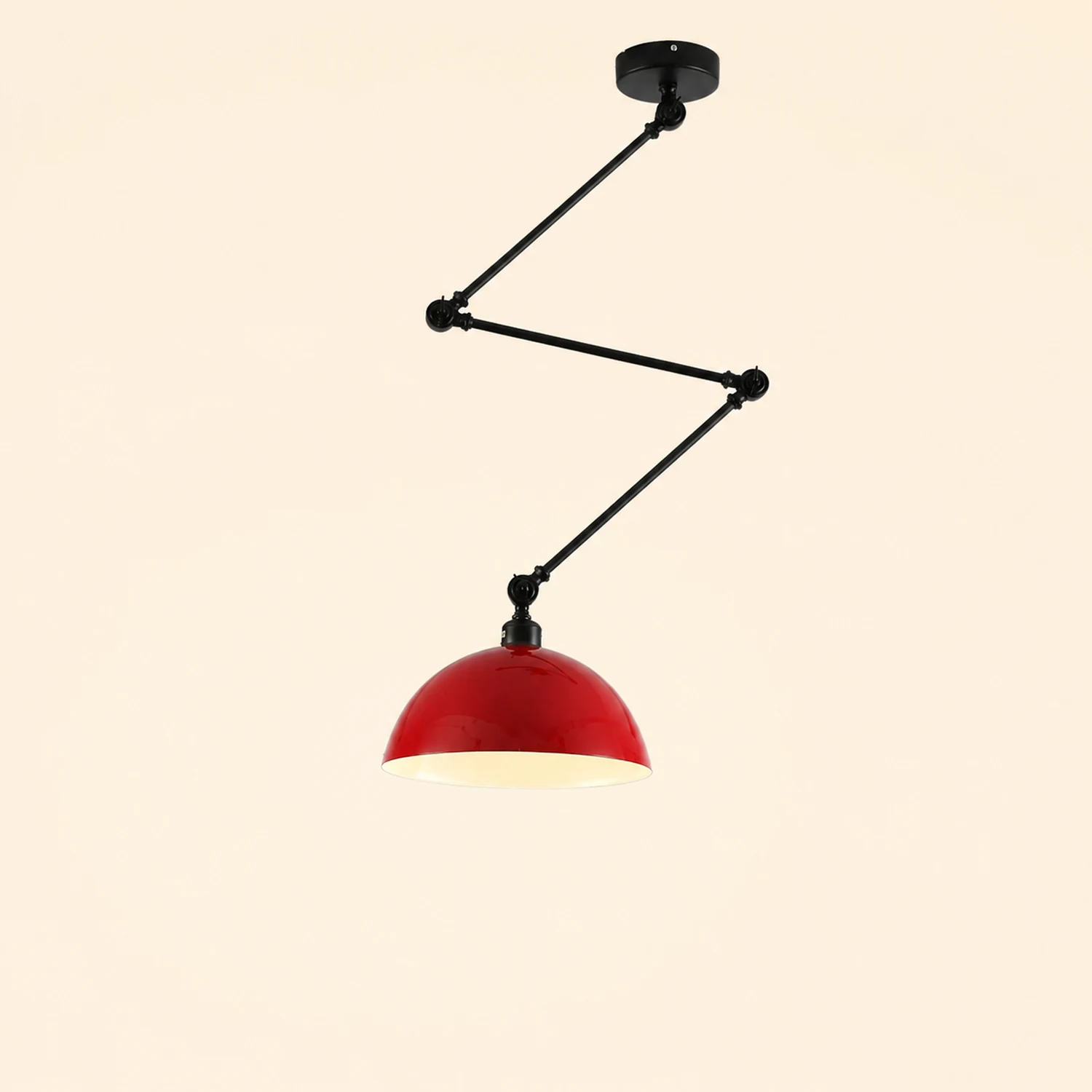 Minori Extendable Domed Pendant Light, Black/White/Red/Gold - Lumpaz
