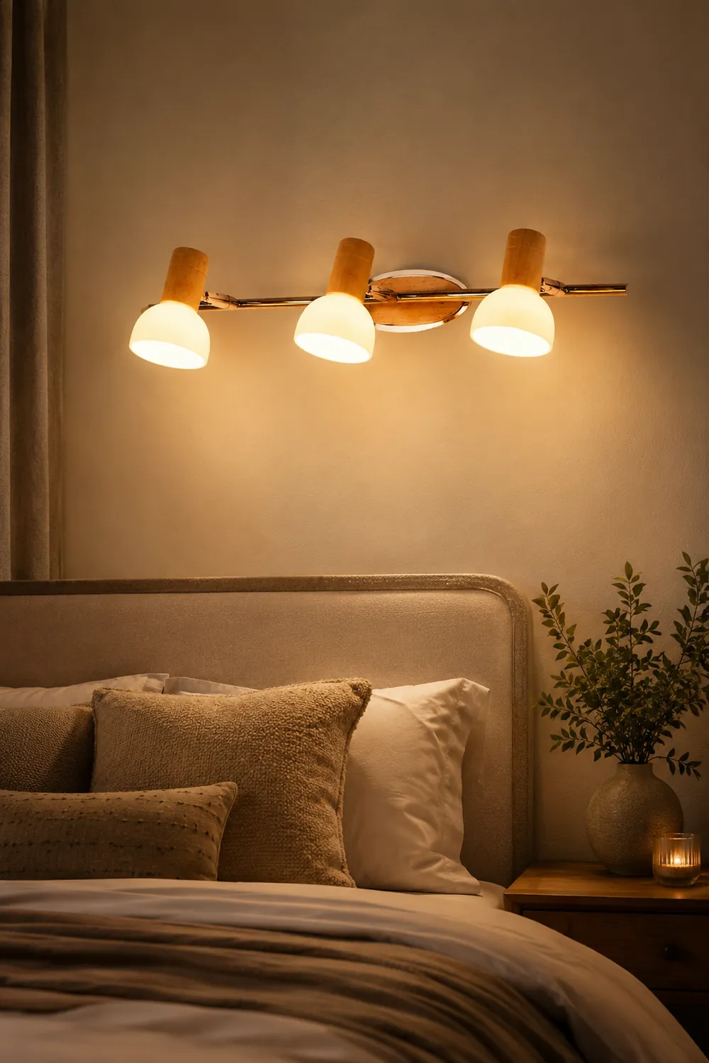 Ozawa Multi Dome Mirror Front Wooden Vanity Wall Lamp, Log Color - Lumpaz