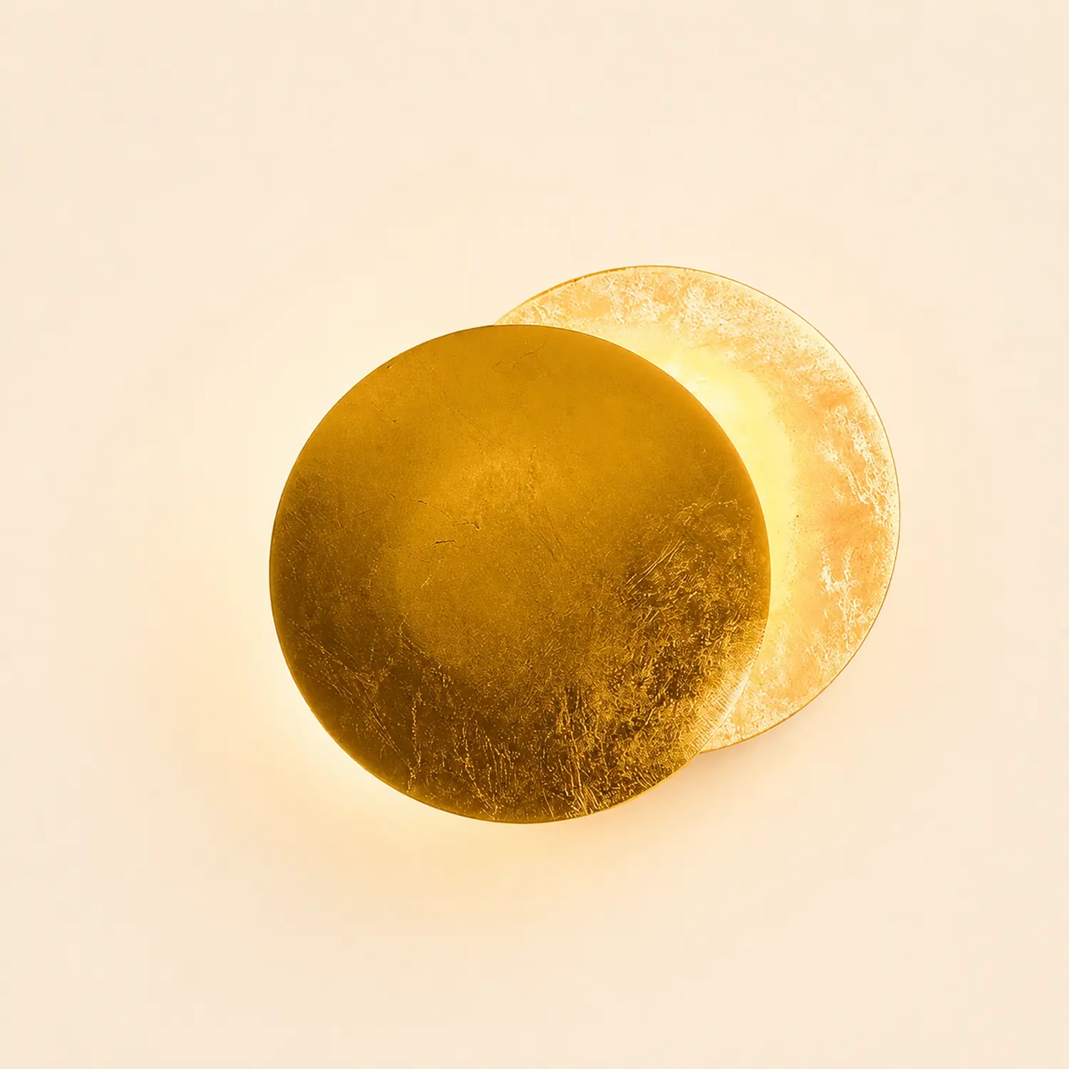 Elif Modern Minimalist Round Moon Eclipse Metal Wall Lamp Red/Bronze/Gold - Lumpaz