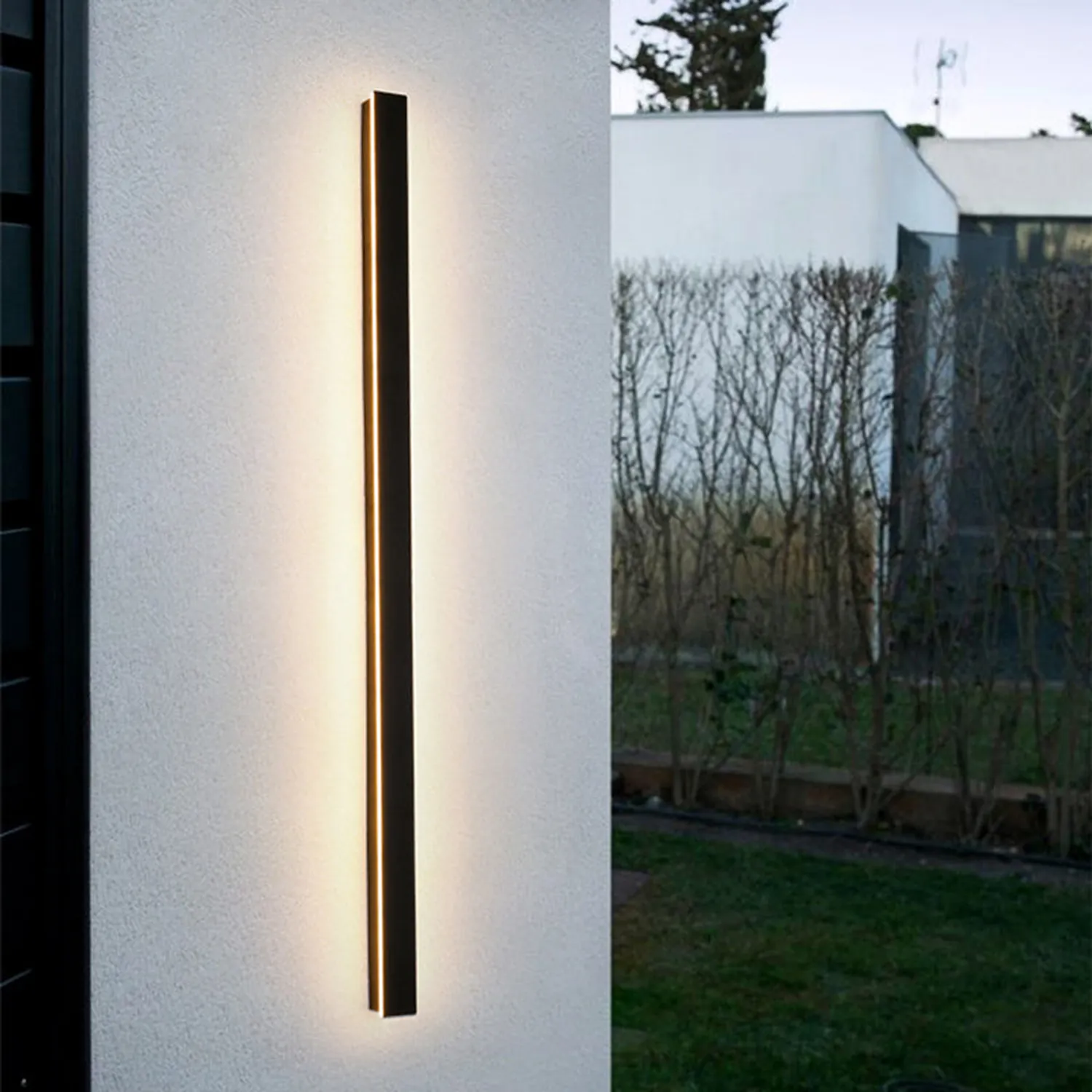 Edge Ripple Minimalist Linear Metal Outdoor Wall Lamp Black Balcony/Terrace - Lumpaz