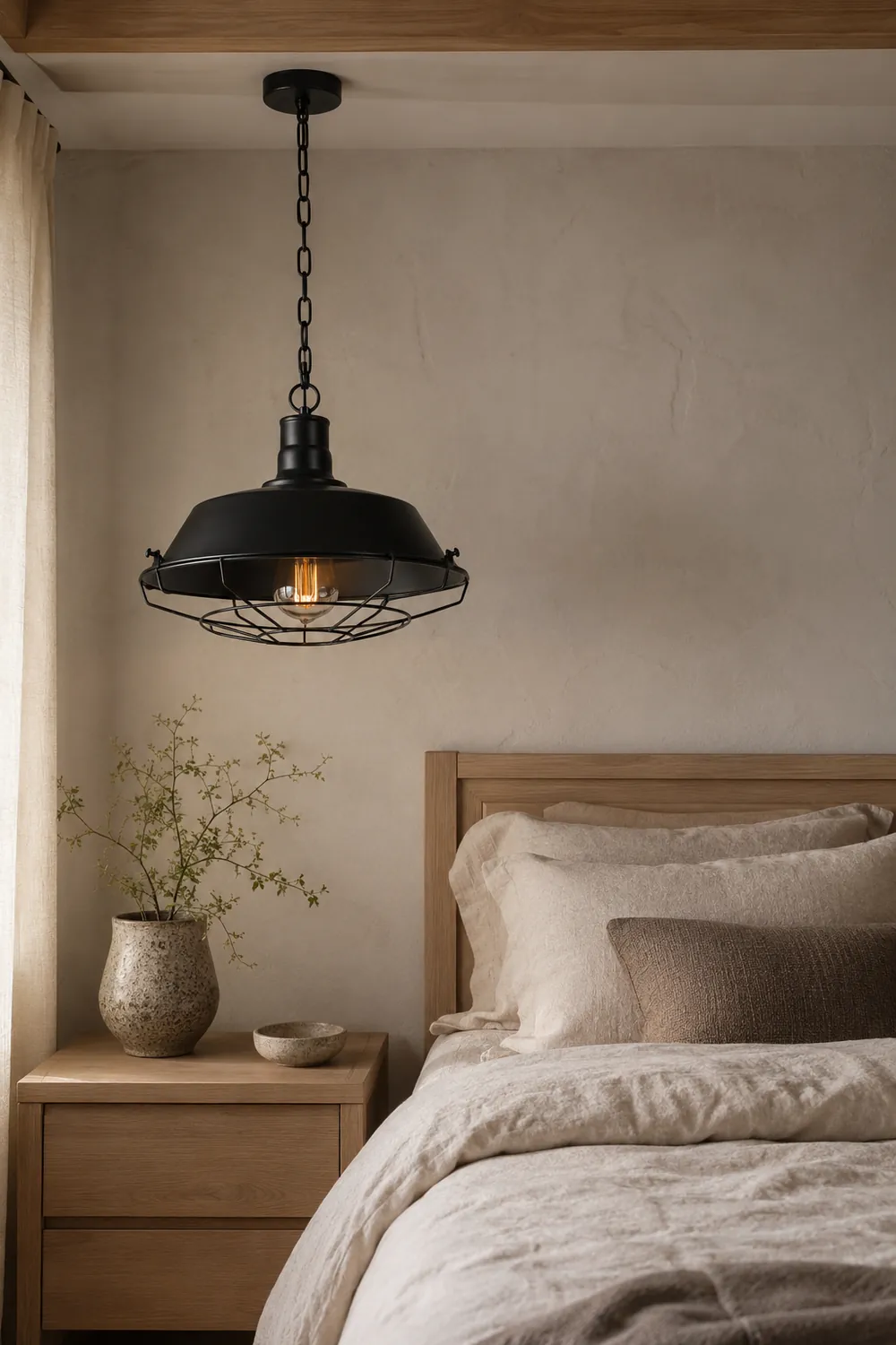 Alessio Farmhouse Swag Barn Pendant Light, Black - Lumpaz