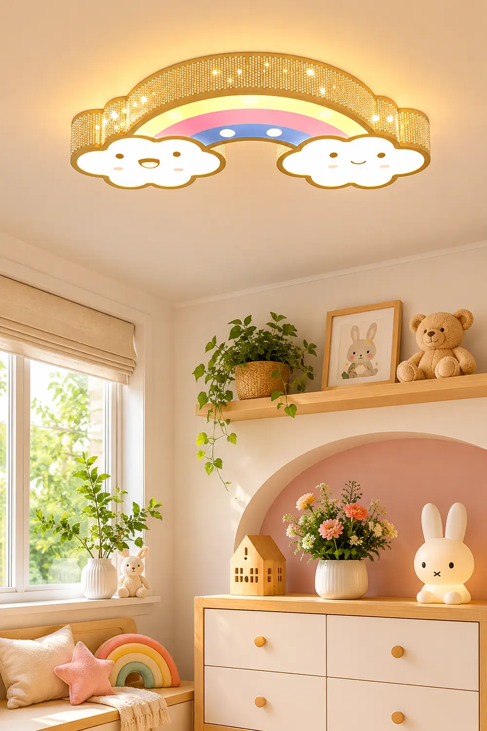 Freja Modern Rainbow/Rabbit Acrylic Flush Mount Ceiling Light - Lumpaz