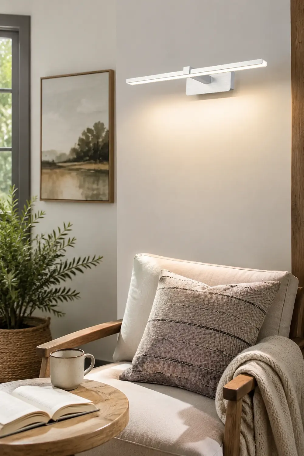 Leigh Nordic Linear Acrylic Mirror Front Wall Lamp, Silver - Lumpaz