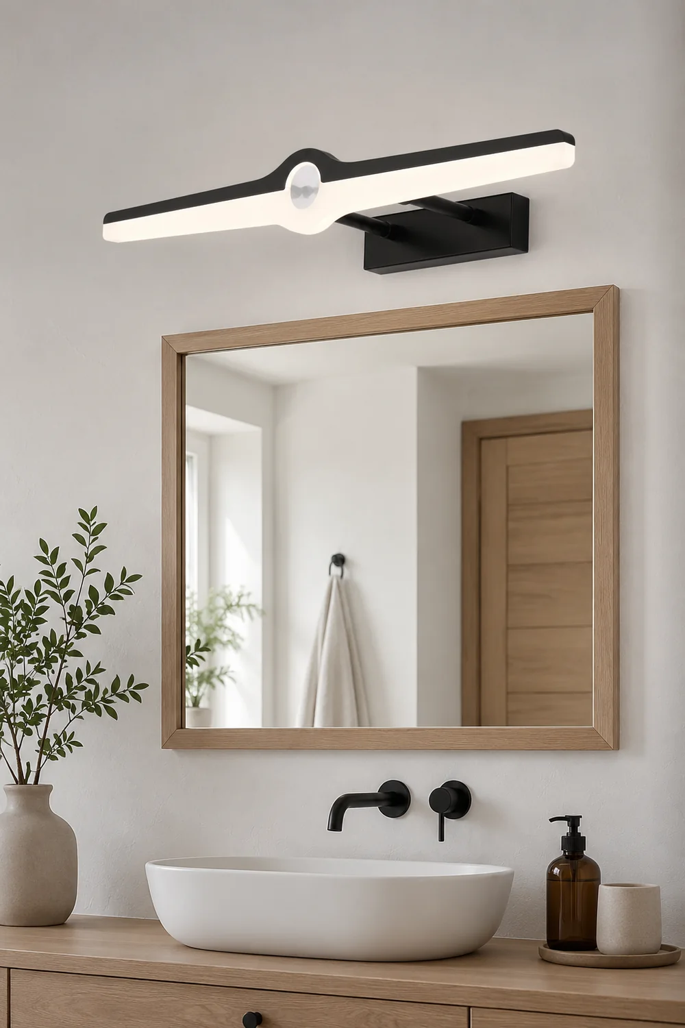 Leigh Decorative Modern Metal/Acrylic Wall Lamp, Black/White, Bathroom - Lumpaz