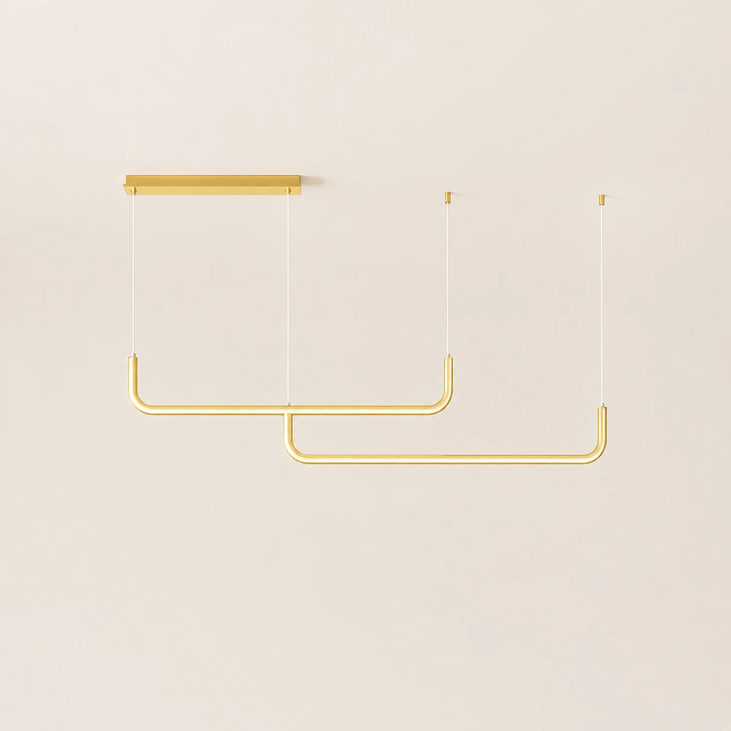 Edge Modern Linear Pendant Light Double Frame, Black/Gold - Lumpaz