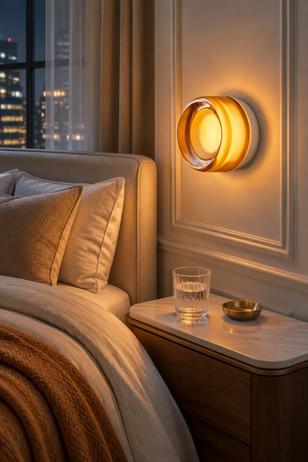 Hailie Modern Bedroom Indoor Wall Mount Lamp, Smoke Gray/Amber/White - Lumpaz