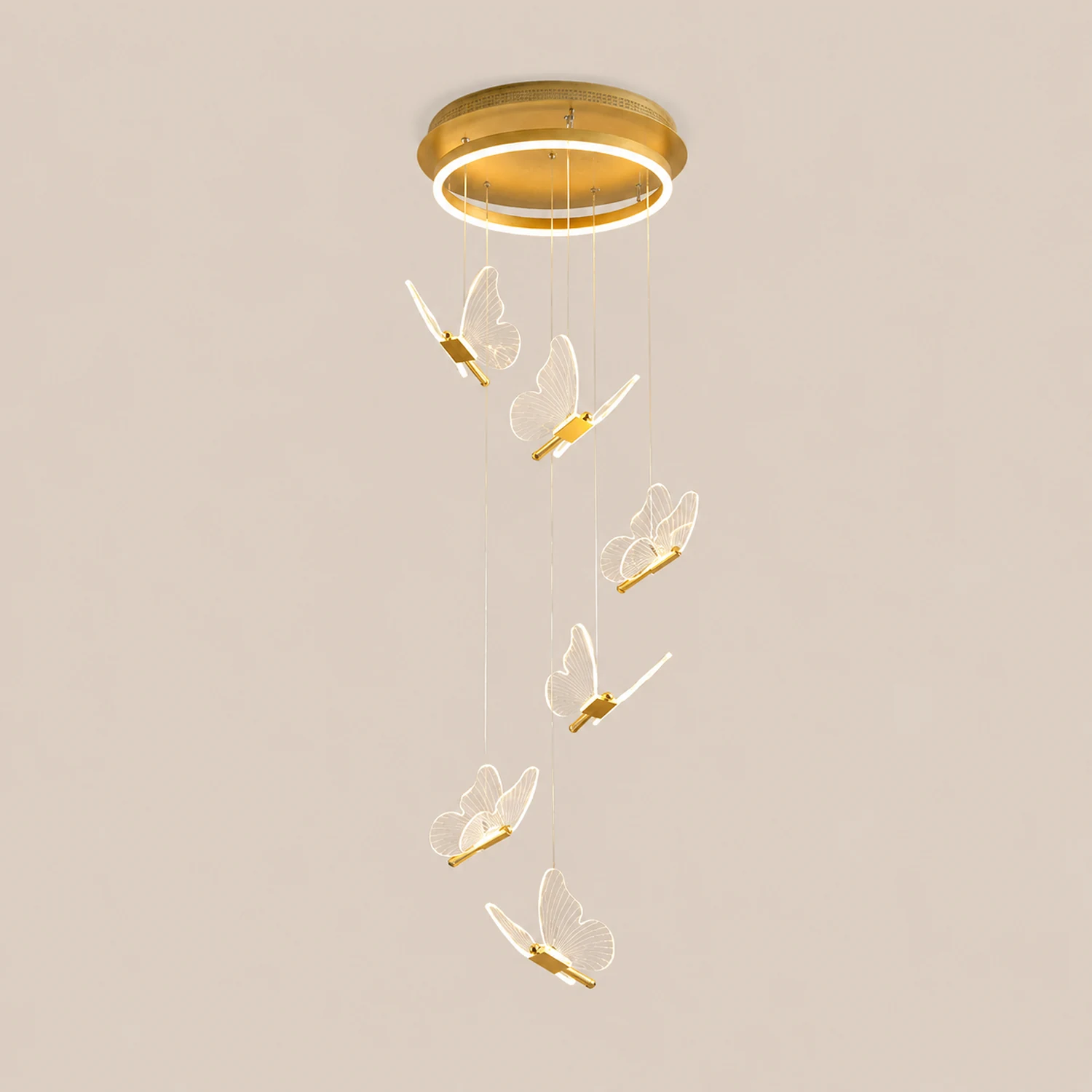 Ophelia Pendant Light Butterfly Modern Luxury, Metal/Acrylic, Gold, Corridor - Lumpaz