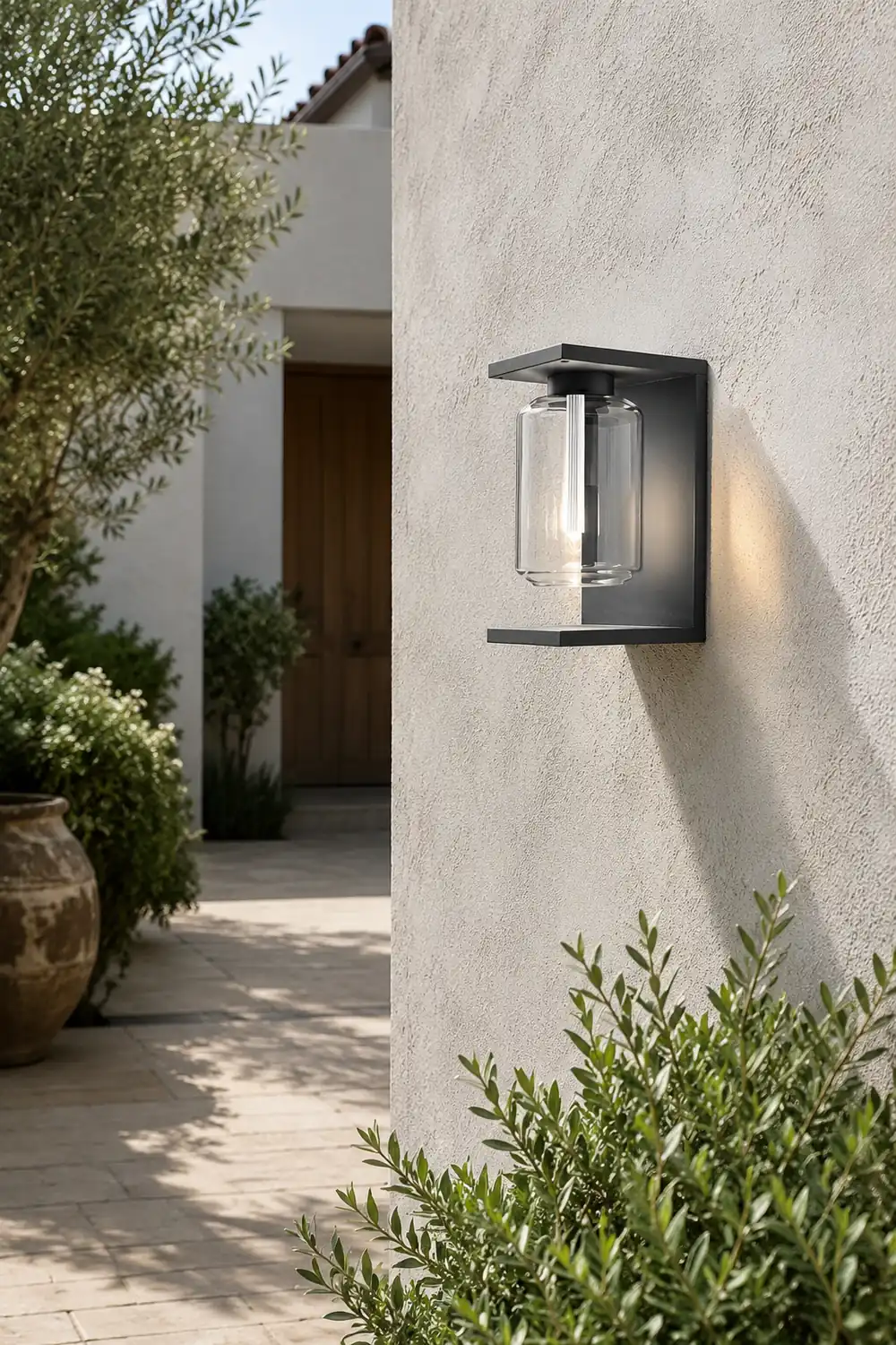 Orr Modern Lantern Glass Outdoor Wall Lamp, Black/Gray - Lumpaz