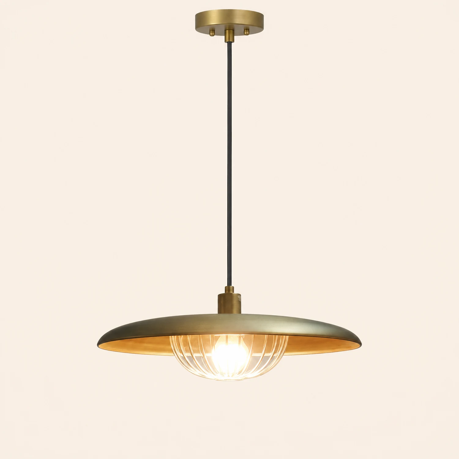 Cairns Modern Nordic Sutle Metal Pendant Light, Gold/Brown/Gray/Brown/Wood - Lumpaz