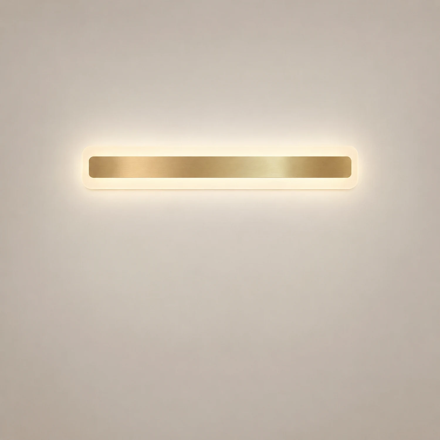 Leigh Modern Rectangular Vanity Mirror Front Wall Lamp, Gold - Lumpaz