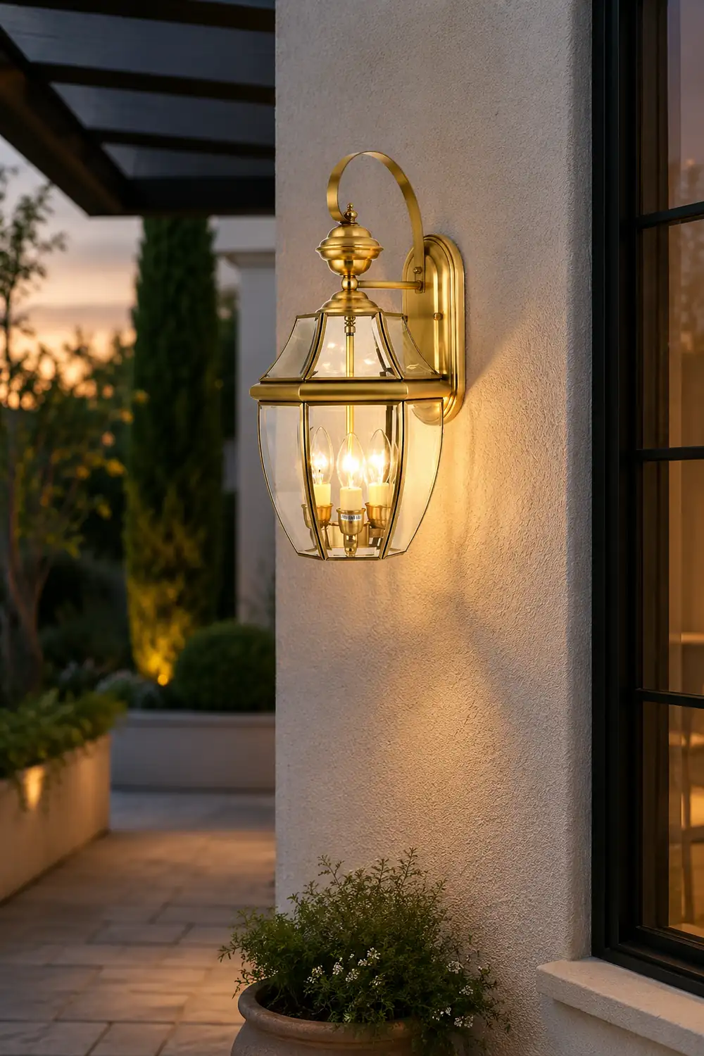 Alessio Vintage Lantern Metal Outdoor Wall Lamp, Gold - Lumpaz