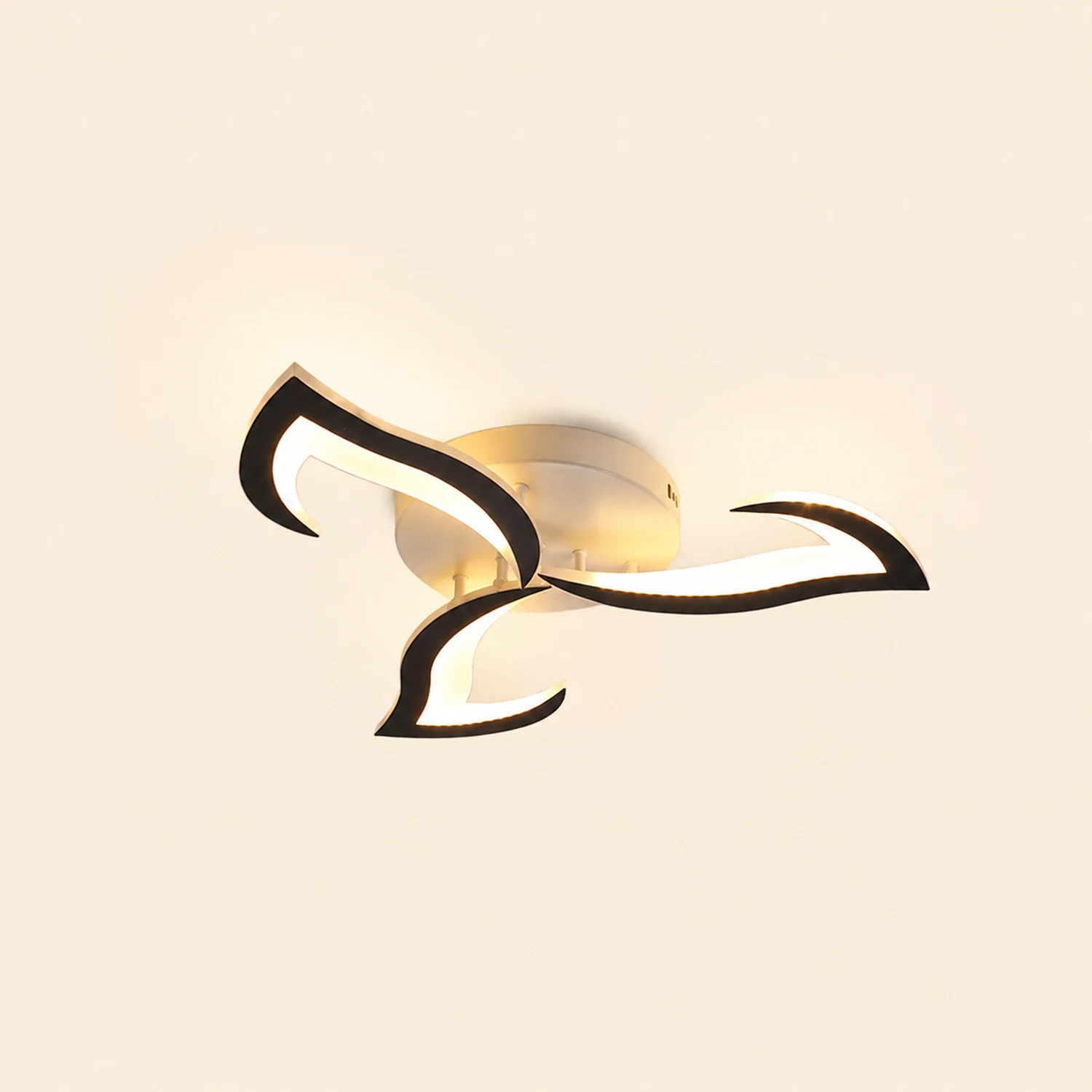 Hana Elegant Flower Flush Mount Ceiling Light, White/Black - Lumpaz