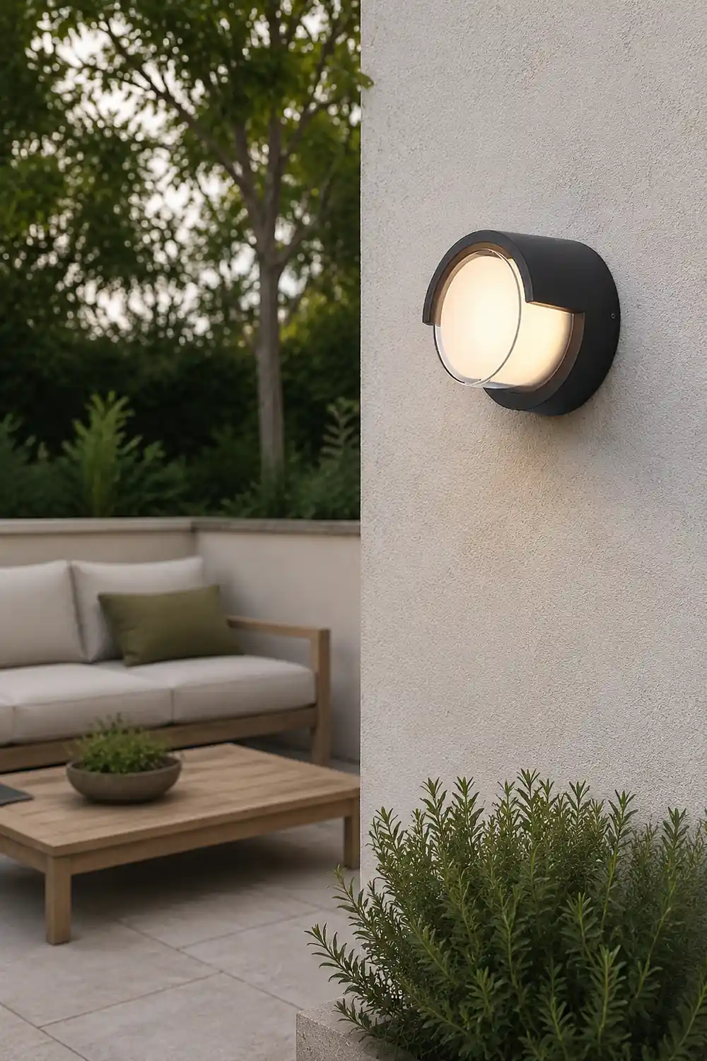 Orr Modern Round/Rectangular Metal/Acrylic Outdoor Wall Lamp, Black - Lumpaz