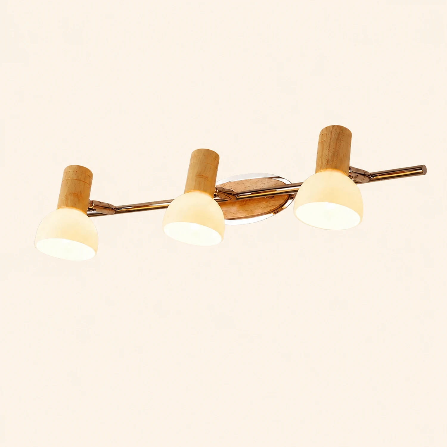 Ozawa Multi Dome Mirror Front Wooden Vanity Wall Lamp, Log Color - Lumpaz