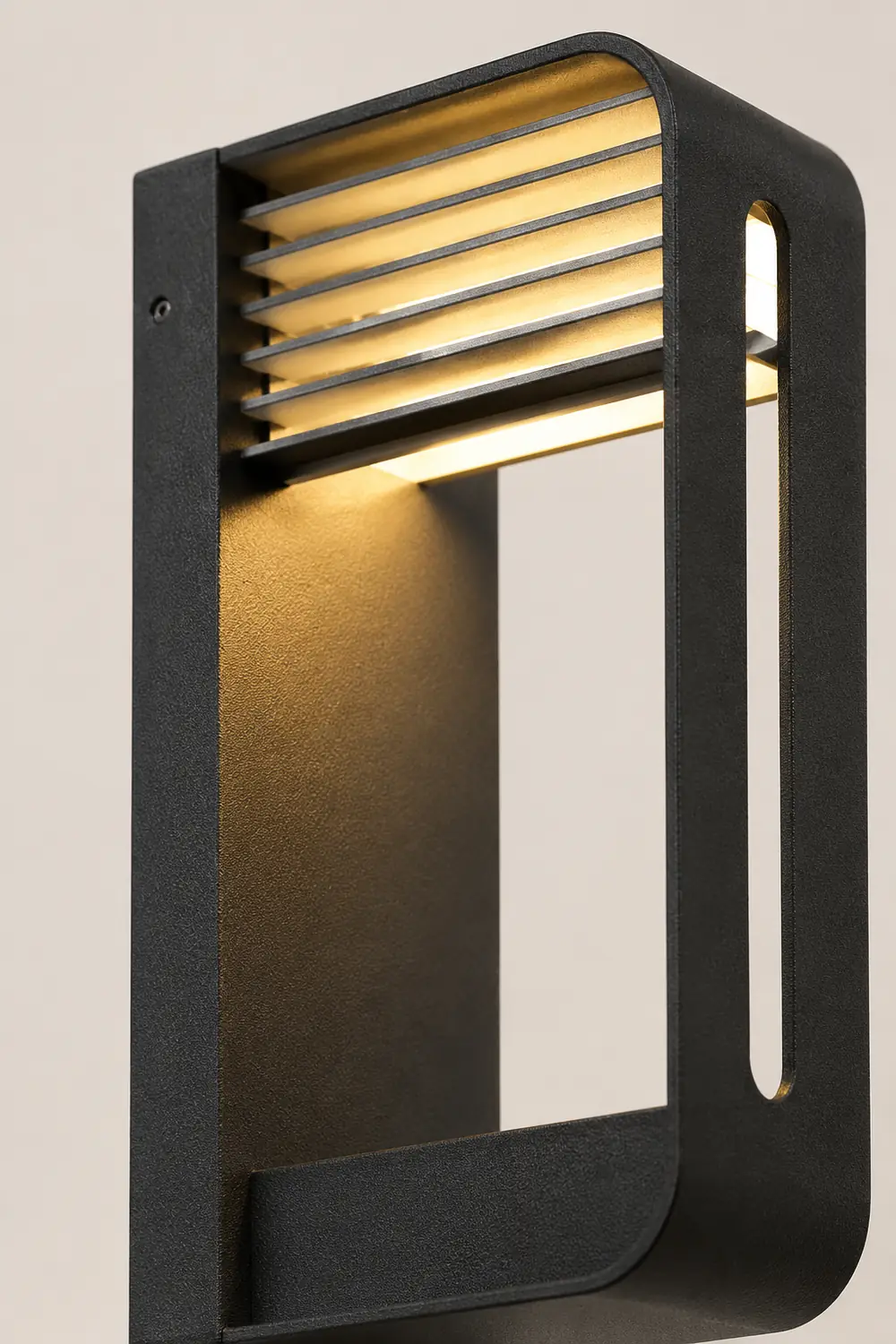 Orr Modern Rectangular Metal/Acrylic Solar Outdoor Plants Pot Holder Wall Lamp, Black - Lumpaz