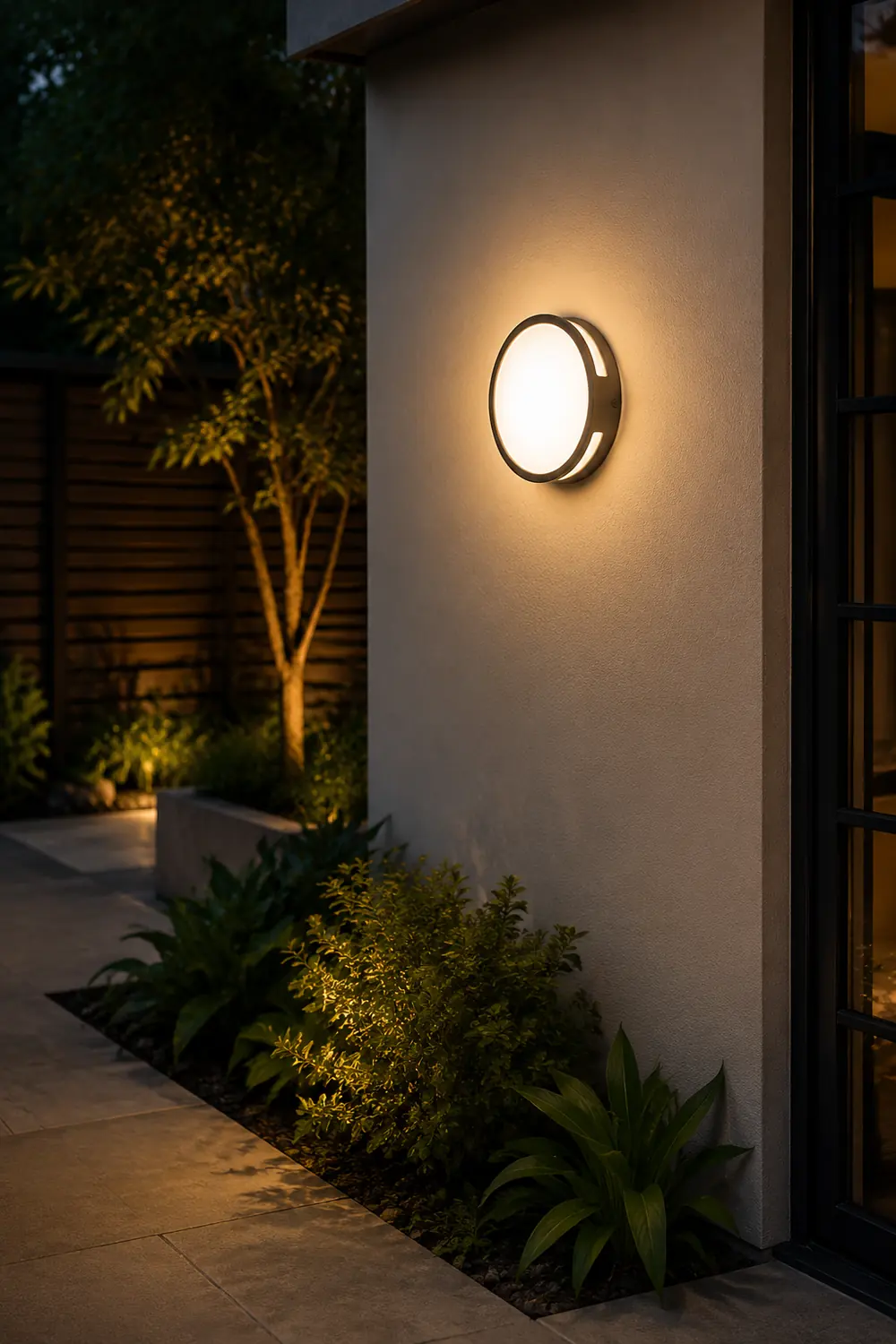 Orr Modern Round Metal/Acrylic Outdoor Waterproof Wall Lamp, Black - Lumpaz
