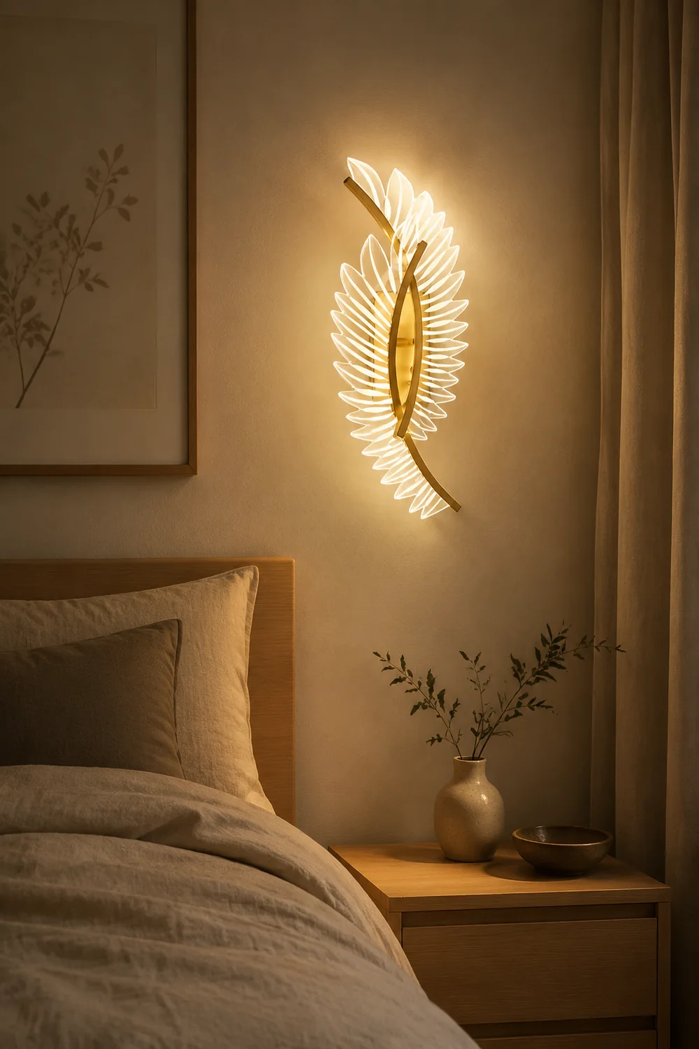 Kristy Modern Crystal Wall Lamp Gold Wings Design Sconce for Bedroom - Lumpaz