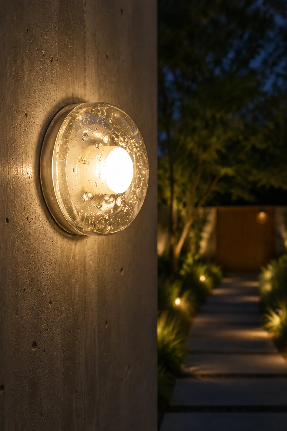 Valentina Waterproof Semi-circular Glass Outdoor Wall Lamp, Transparent - Lumpaz