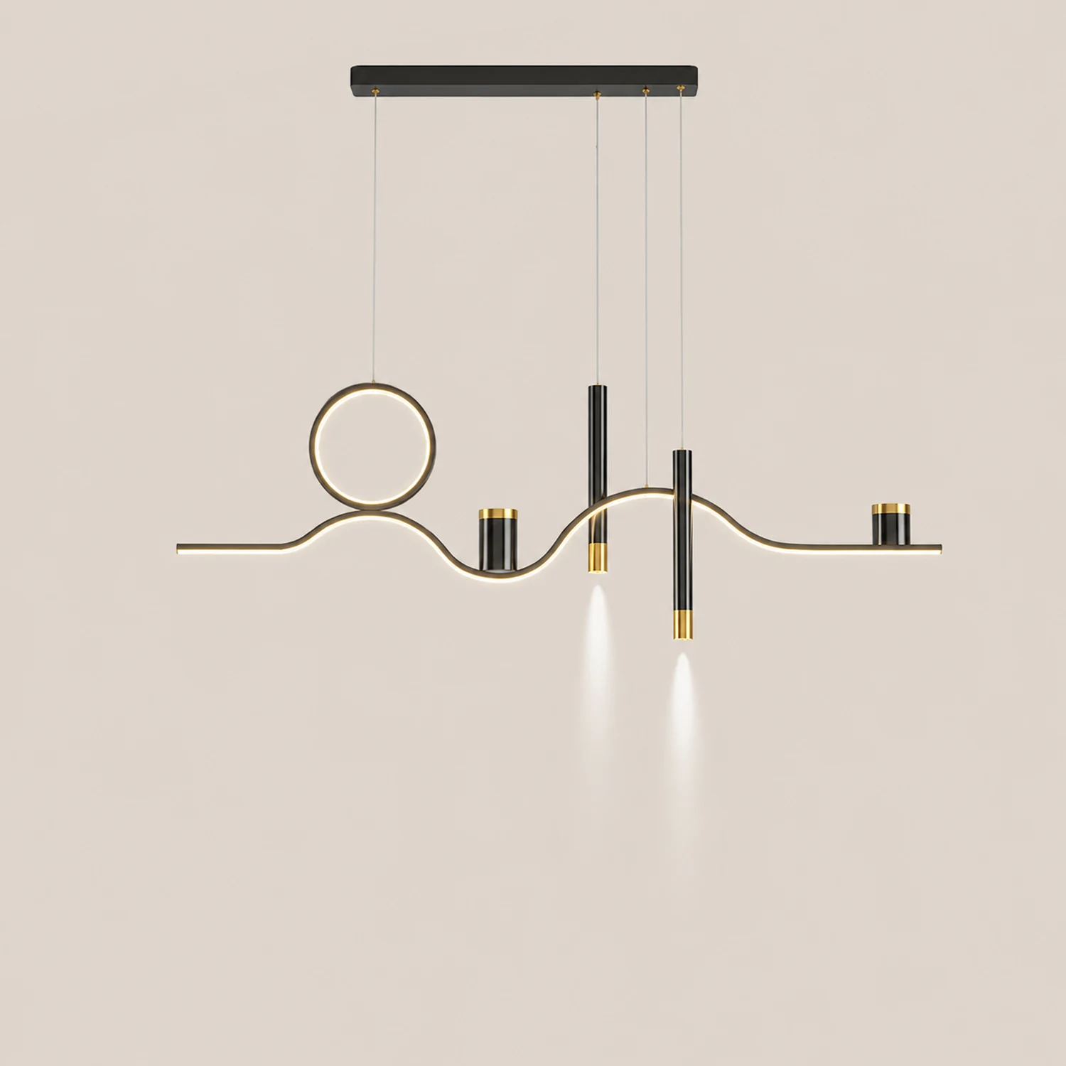 Madina Modern Metal Linear Starry Night Pendant Light, Black - Lumpaz