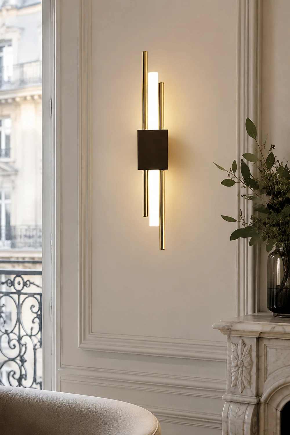 Alana Modern Bar Metal/Acrylic LED Wall Lamp Black/Gold Bedroom - Lumpaz