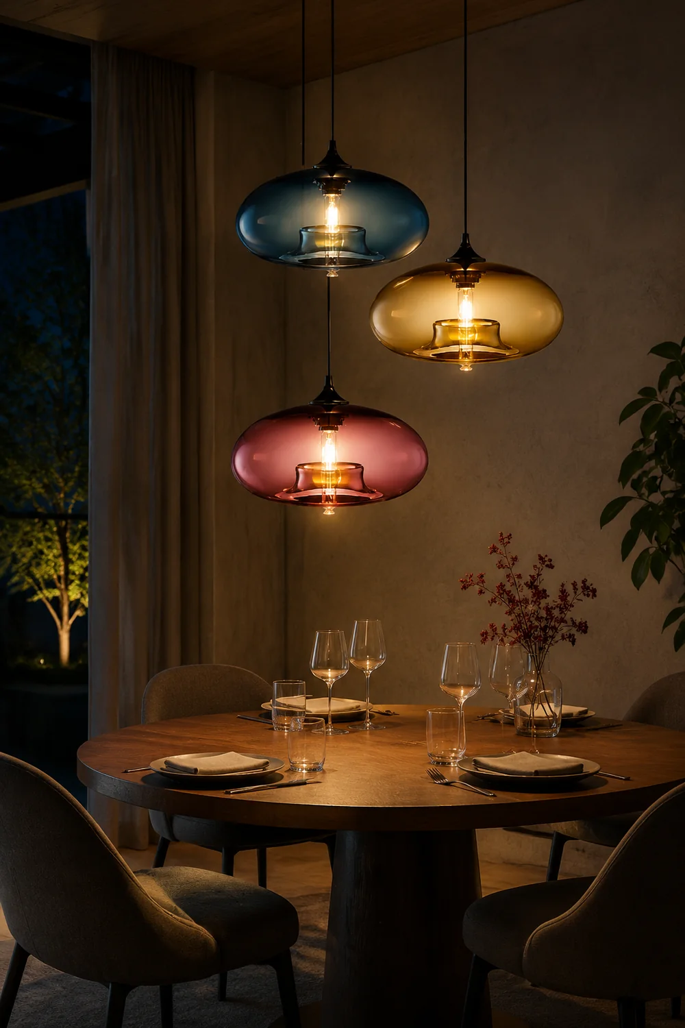 Hailie Modern Bread Shaped Glass Pendant Light 6 Color Living Room - Lumpaz